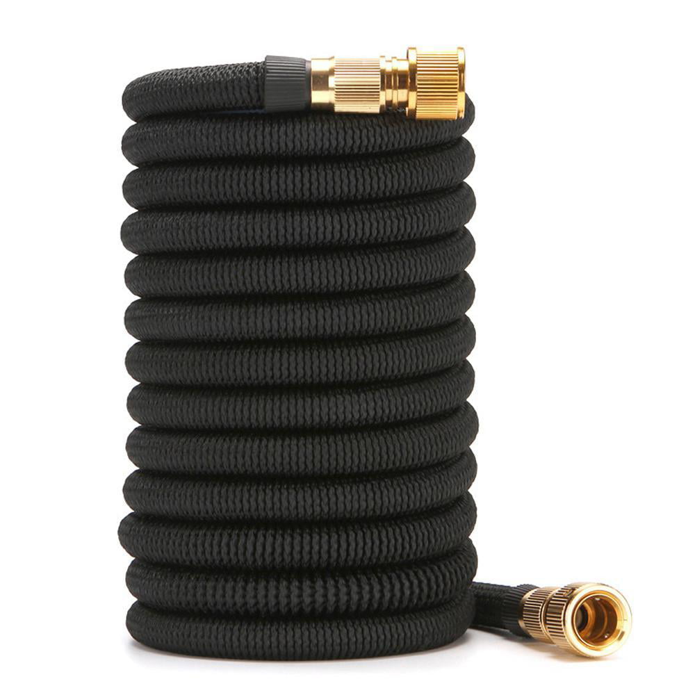 CozyBox 50ft Water Hose - Upgraded Leakproof Lightweight No-Kink Garden Hose. Flexible Expanding Water Hose with Triple Layered Latex Core. Bag and Holder (Black)