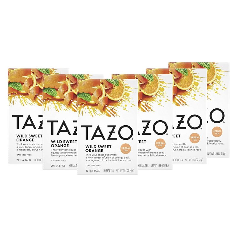 Tazo Herbal Tea Tea Bags Wild Sweet Orange Caffeine-Free 20 Tea Bags. 6 Pack
