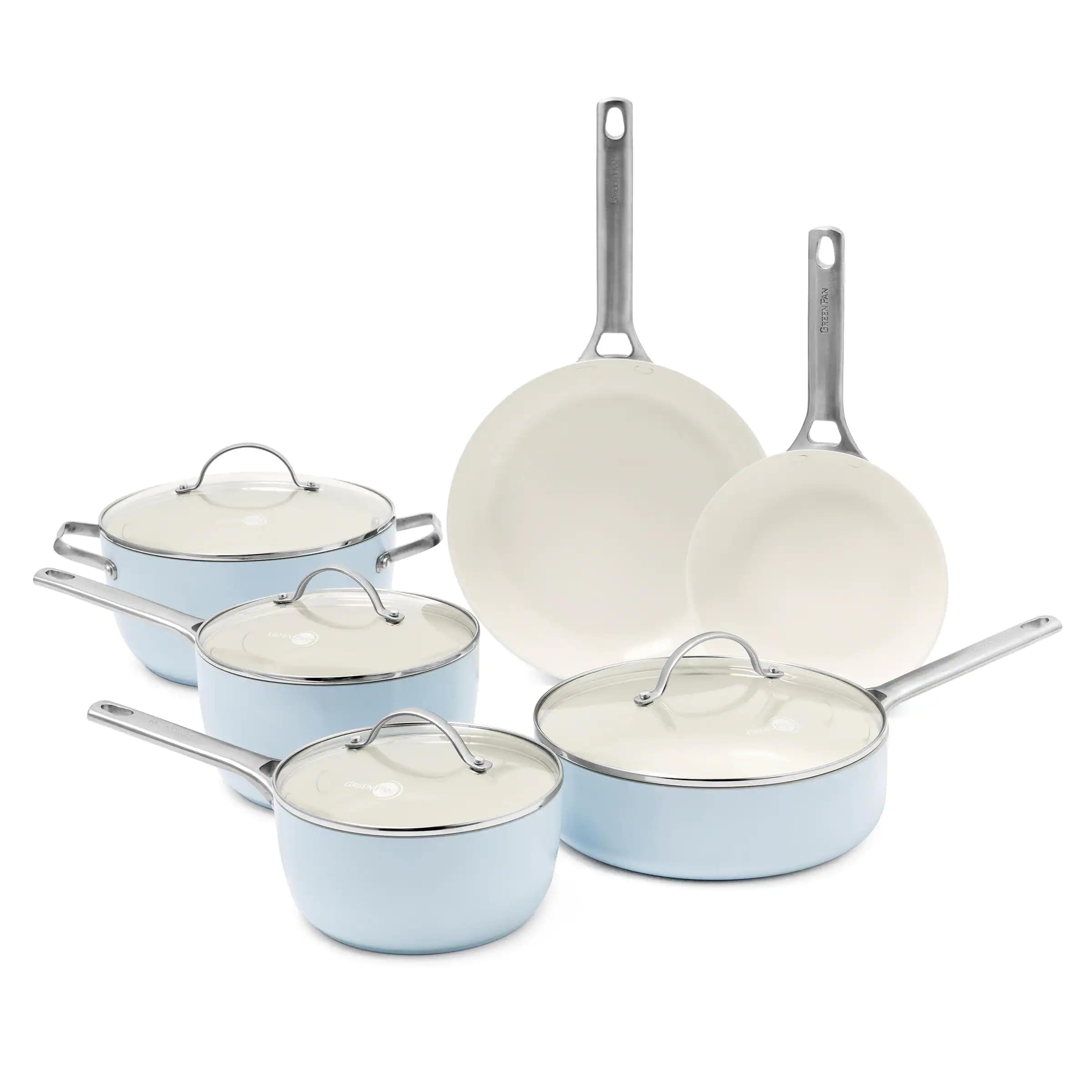 GreenPan Padova 10-Piece Cookware Set. Light Blue