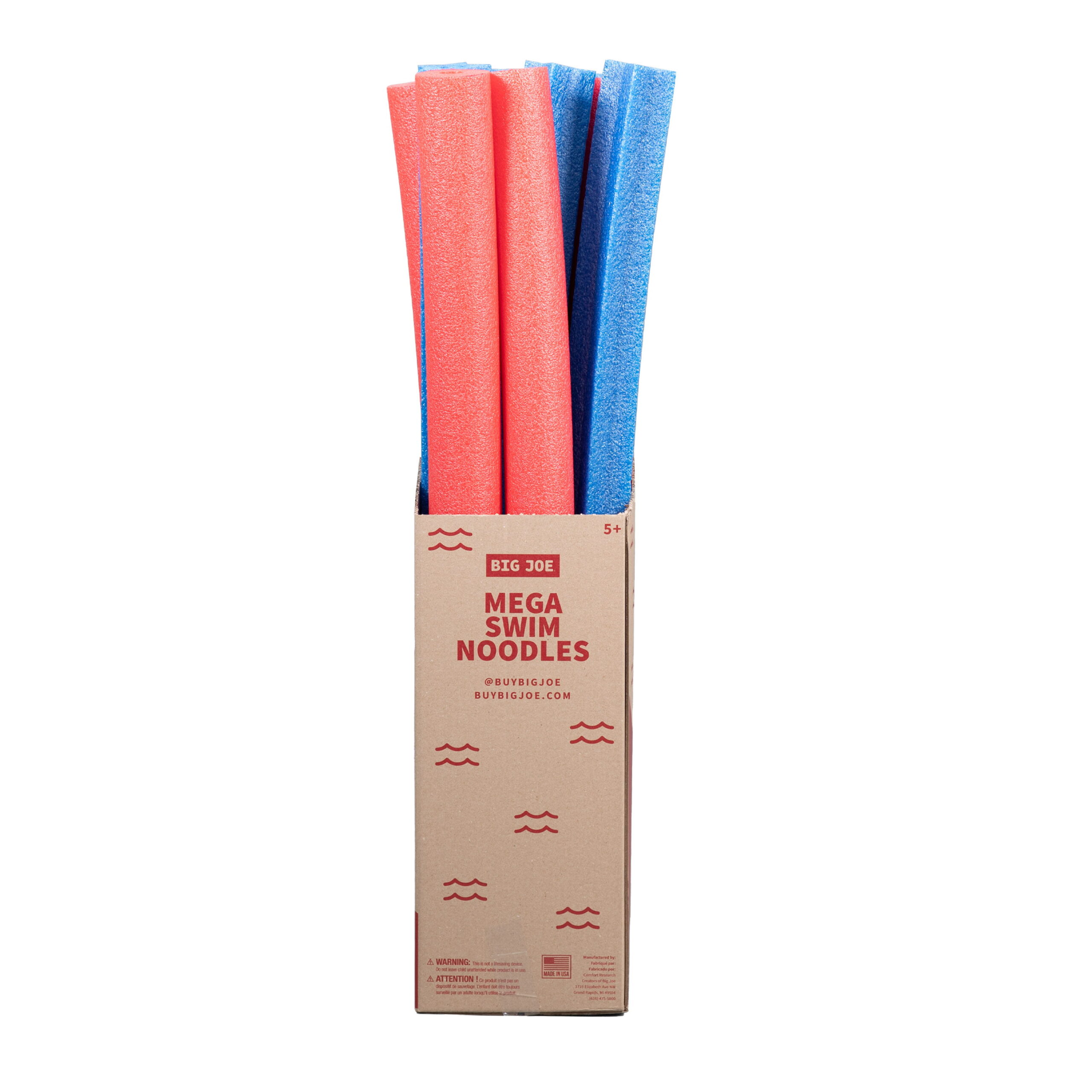 Big Joe Mega Swim Noodle 12 Pack Pool Noodles. Red Round. Blue Star Foam. 4 Feet