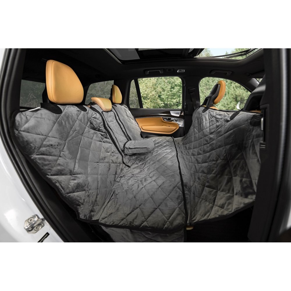 Plush Paws Products Quilted Velvet Waterproof Center Console Access Hammock Car Seat Cover - London Grey