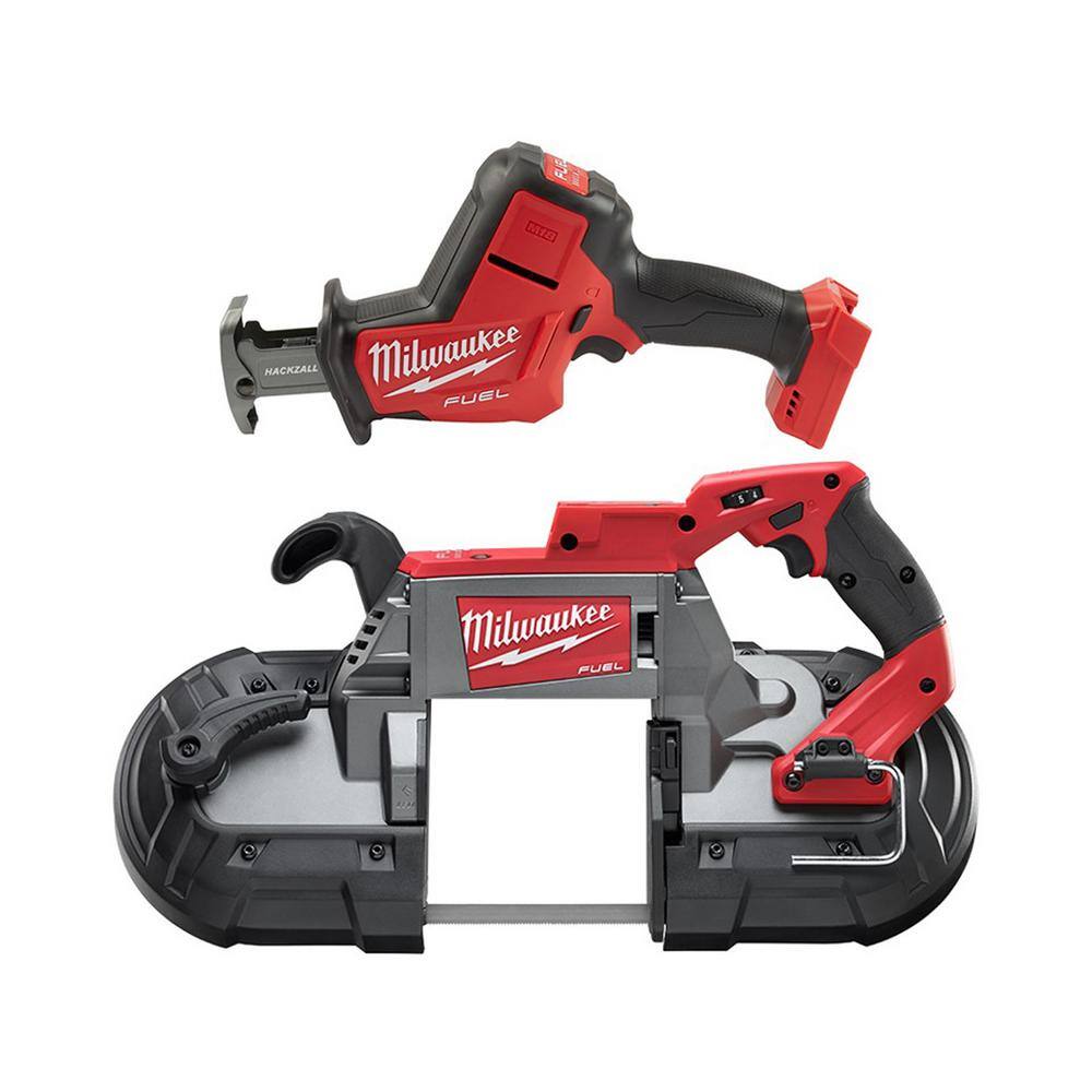 Milwaukee 2729-20-2719-20 M18 FUEL 18V Lithium-Ion Brushless Cordless Deep Cut Band Saw with M18 FUEL HACKZALL Reciprocating Saw