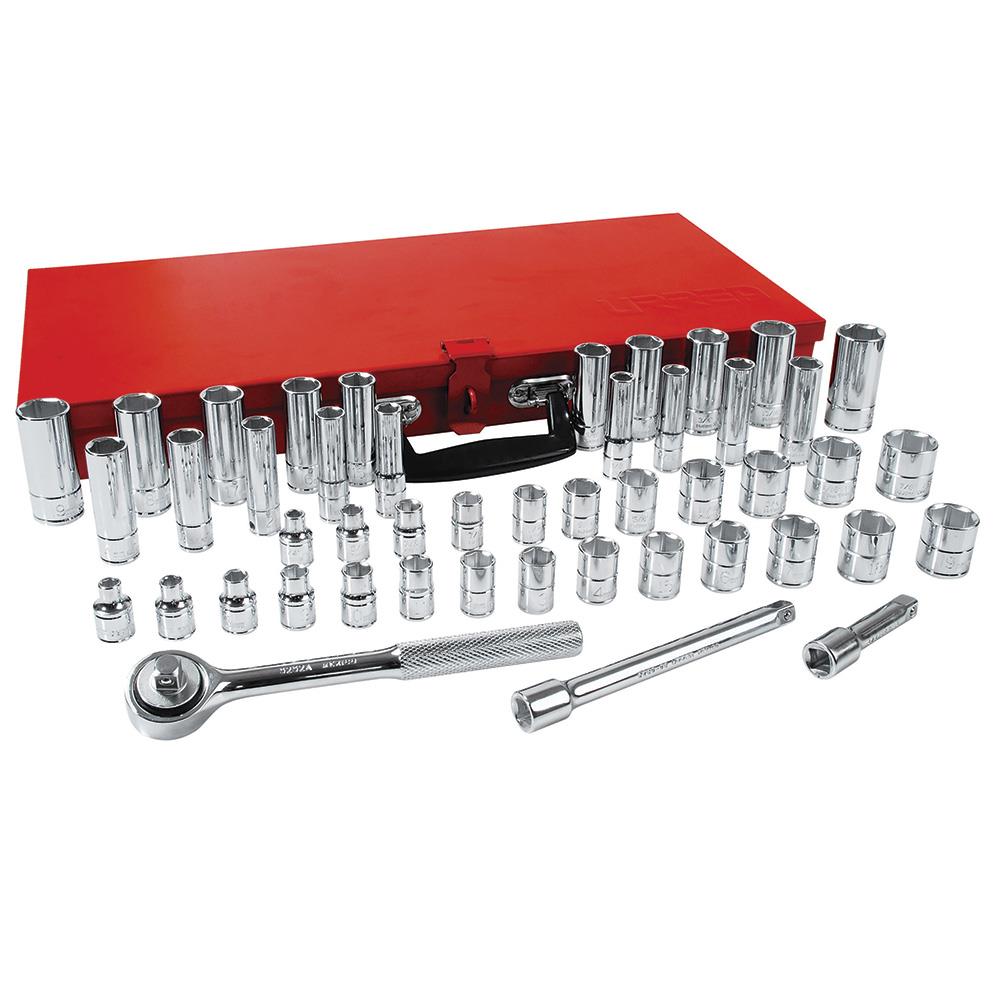 URREA 44-Piece Standard (SAE) and Metric 3/8-in Drive 6-point Set Intermediate Socket Set