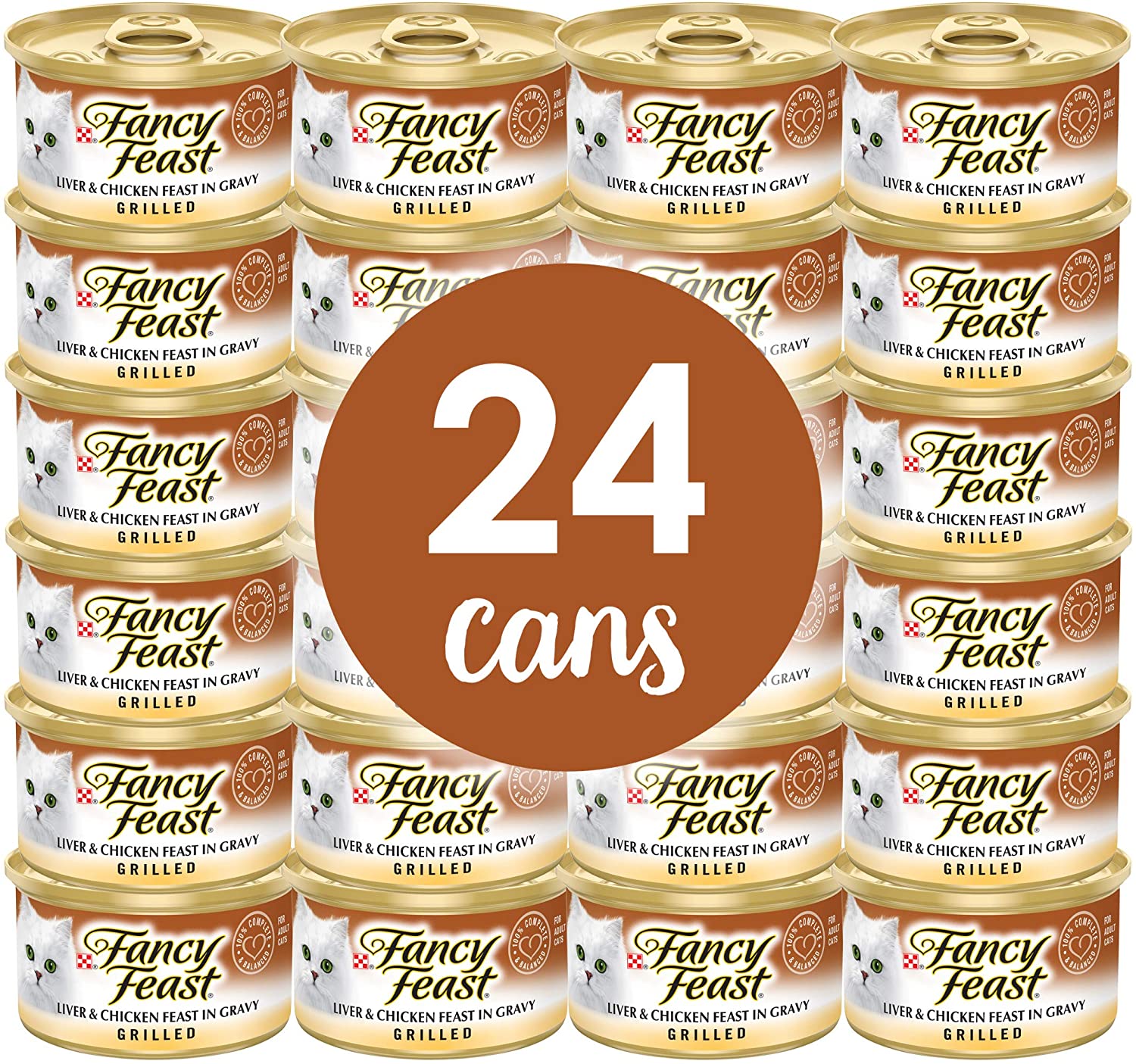 Purina Fancy Feast Gravy Wet Cat Food. Grilled Liver & Chicken Feast - (24) 3 oz. Cans