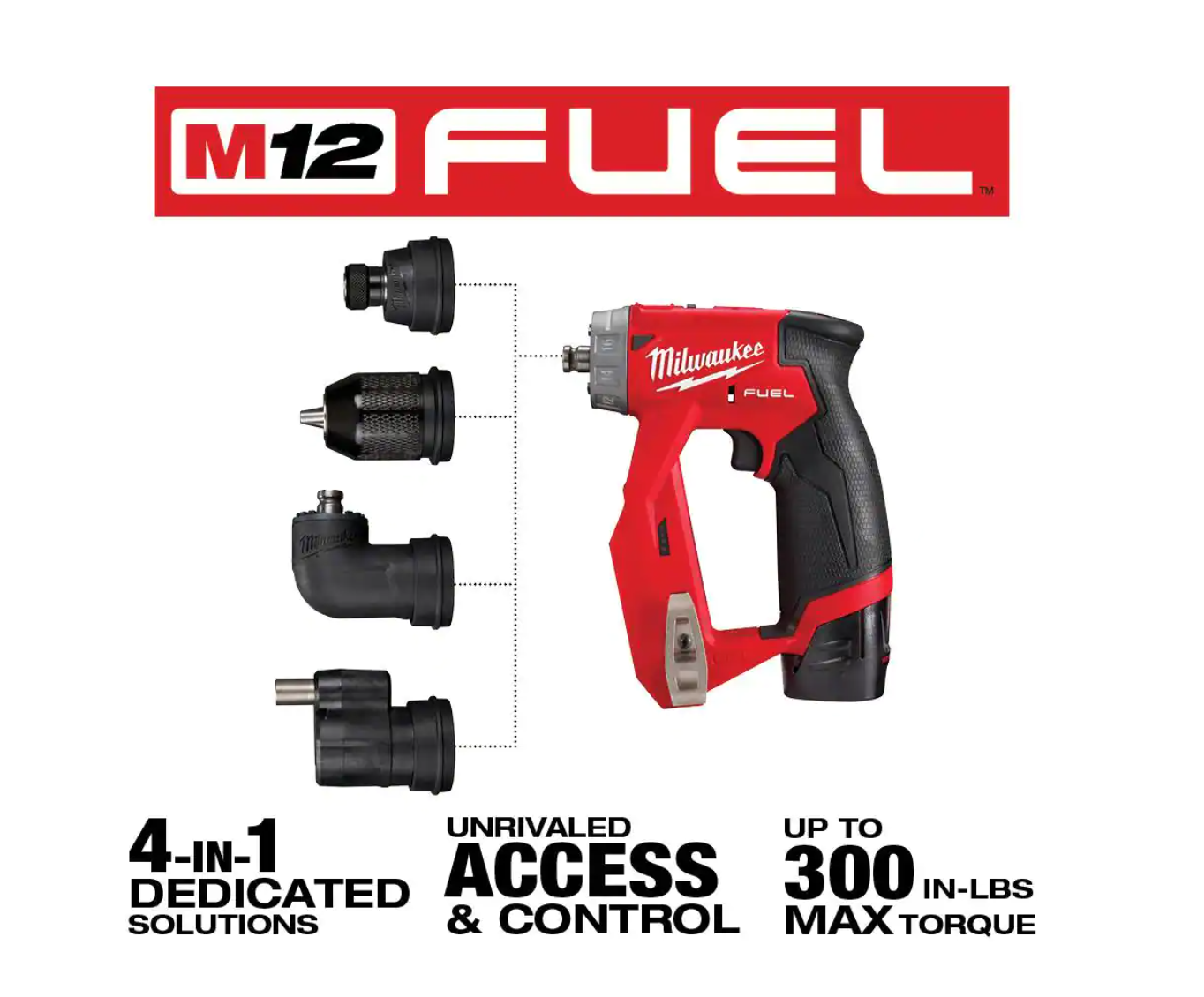 Milwaukee 2505-22-48-11-2460 M12 FUEL 12-Volt Lithium-Ion Brushless Cordless 4-in-1 Interchangeable 3/8 in. Drill Driver Kit with 6.0 Ah Battery