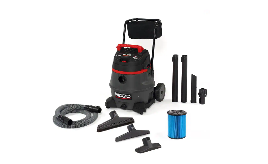 RIDGID RV2400A 14 Gal. 2-Stage Commercial Wet/Dry Shop Vacuum with Fine Dust Filter. Professional Hose and Accessories