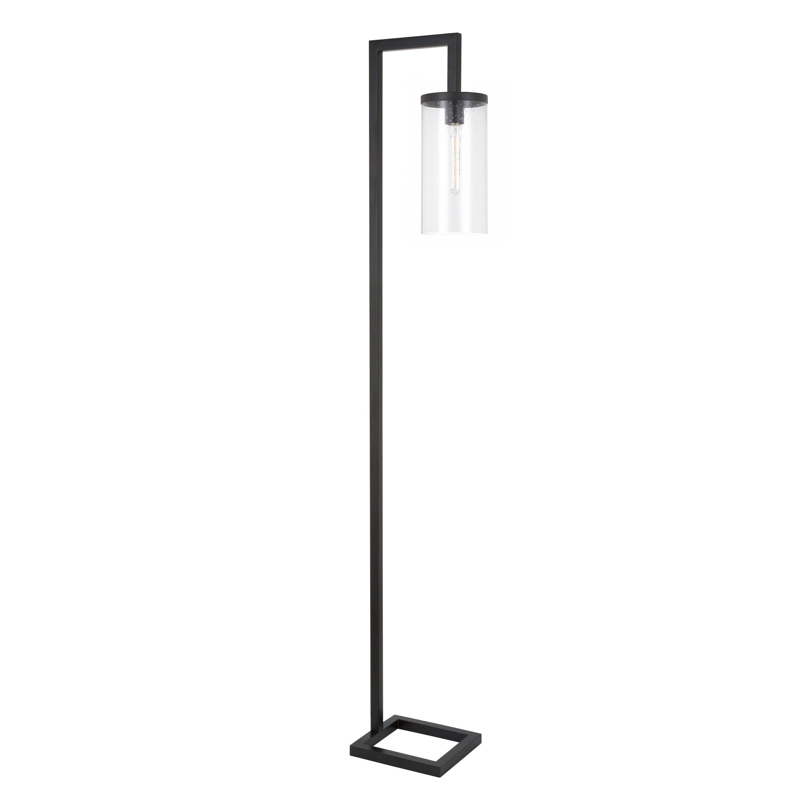 Evelyn&Zoe Modern Metal Floor Lamp with Seeded Glass Shade