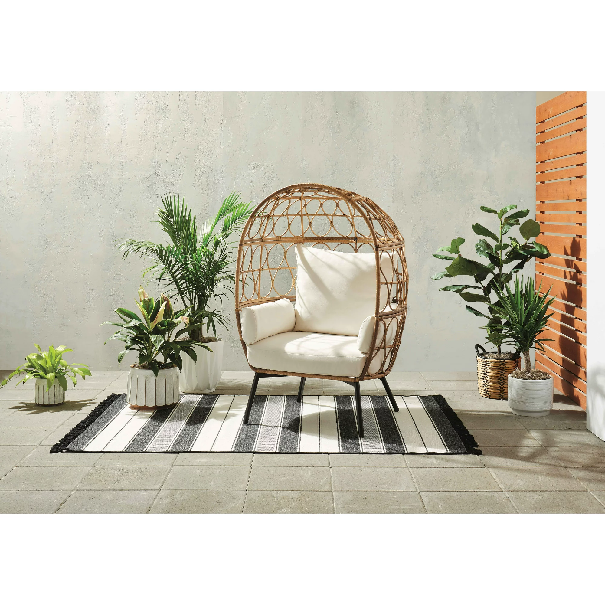 Better Homes & Gardens Willow Sage Steel Wicker Outdoor Egg Chair. Brown