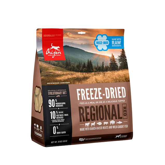 ORIJEN Regional Red Recipe Grain Free High Protein Premium Raw Meat Freeze Dried Dog Food. 16 oz.