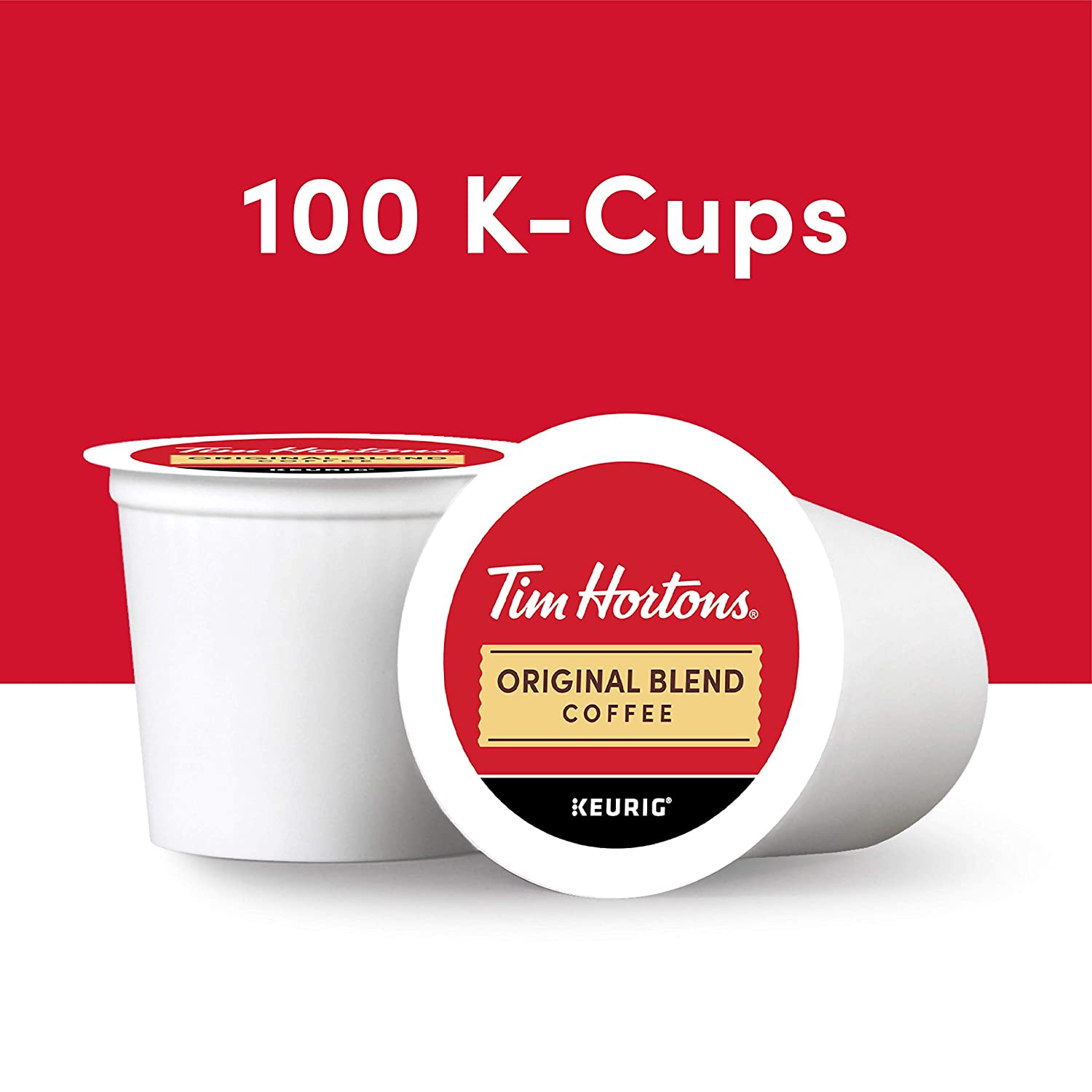 Tim Hortons Original Blend Medium Roast Coffee. Single-Serve K-Cup Pods Compatible with Keurig Brewers. 100ct K-Cups