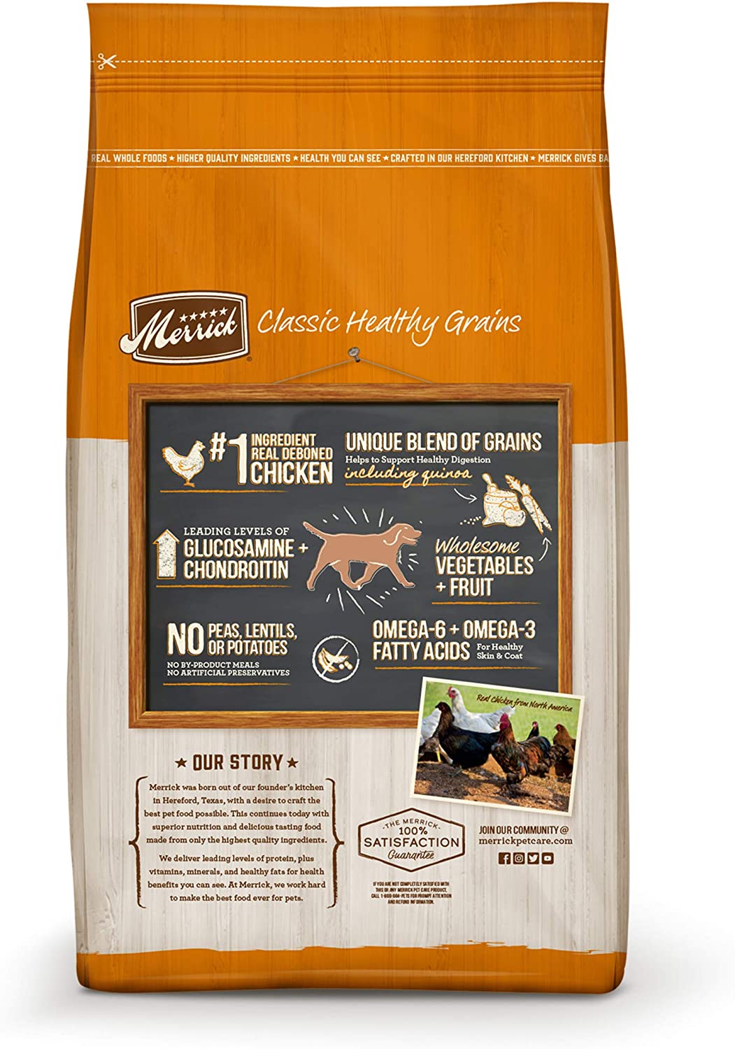 Merrick Classic Healthy Grains Dry Dog Food with Real Meat – Chicken & Brown Rice Recipe – 25 LB