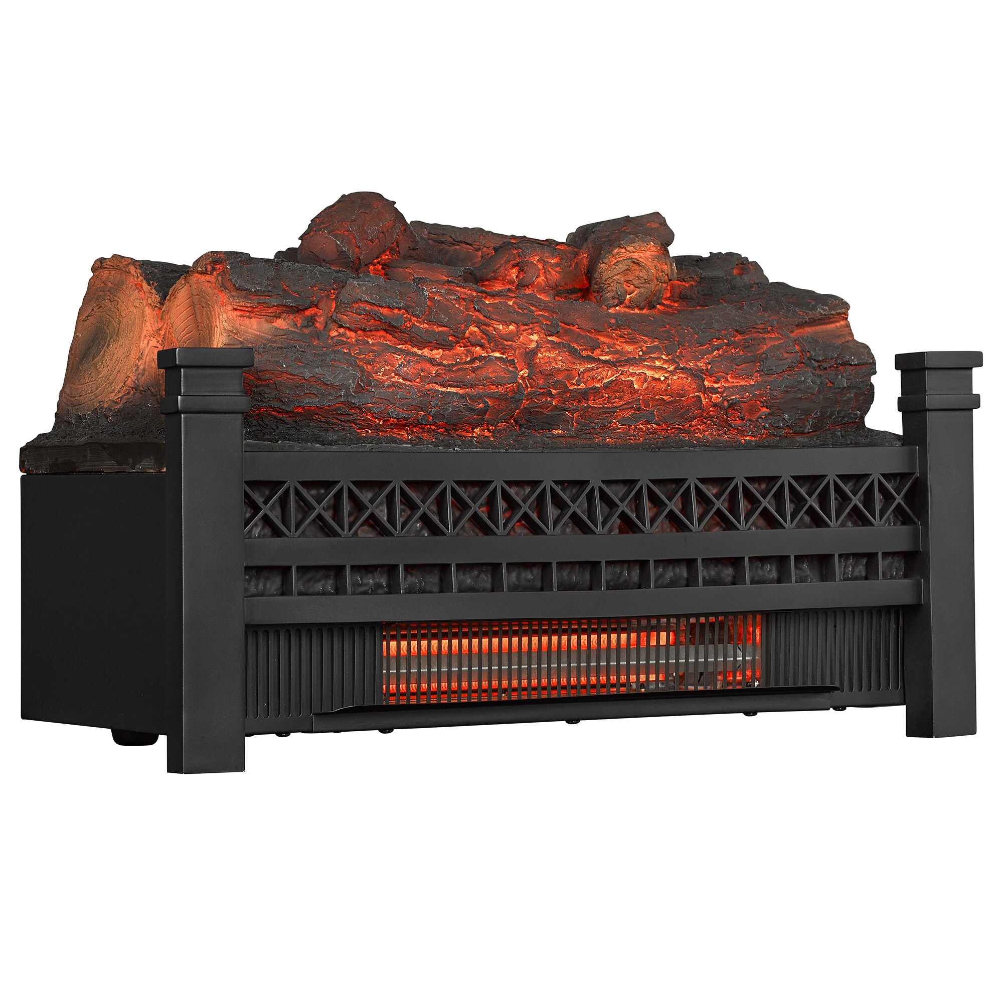 Style Selections CFI031ARU-19 20.7-in W 5200-BTU Black Electric Fireplace Logs with Heater and Thermostat Remote Control Included