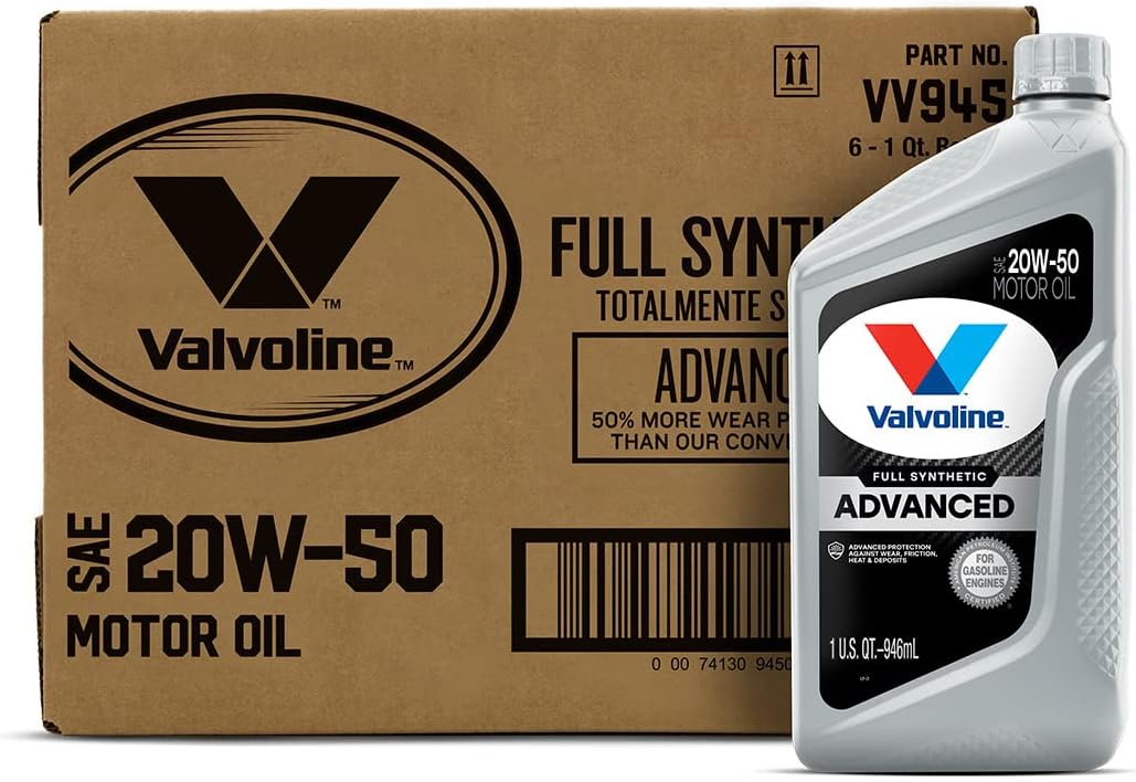 Valvoline Advanced Full Synthetic SAE 20W-50 Motor Oil 1 QT. Case of 6