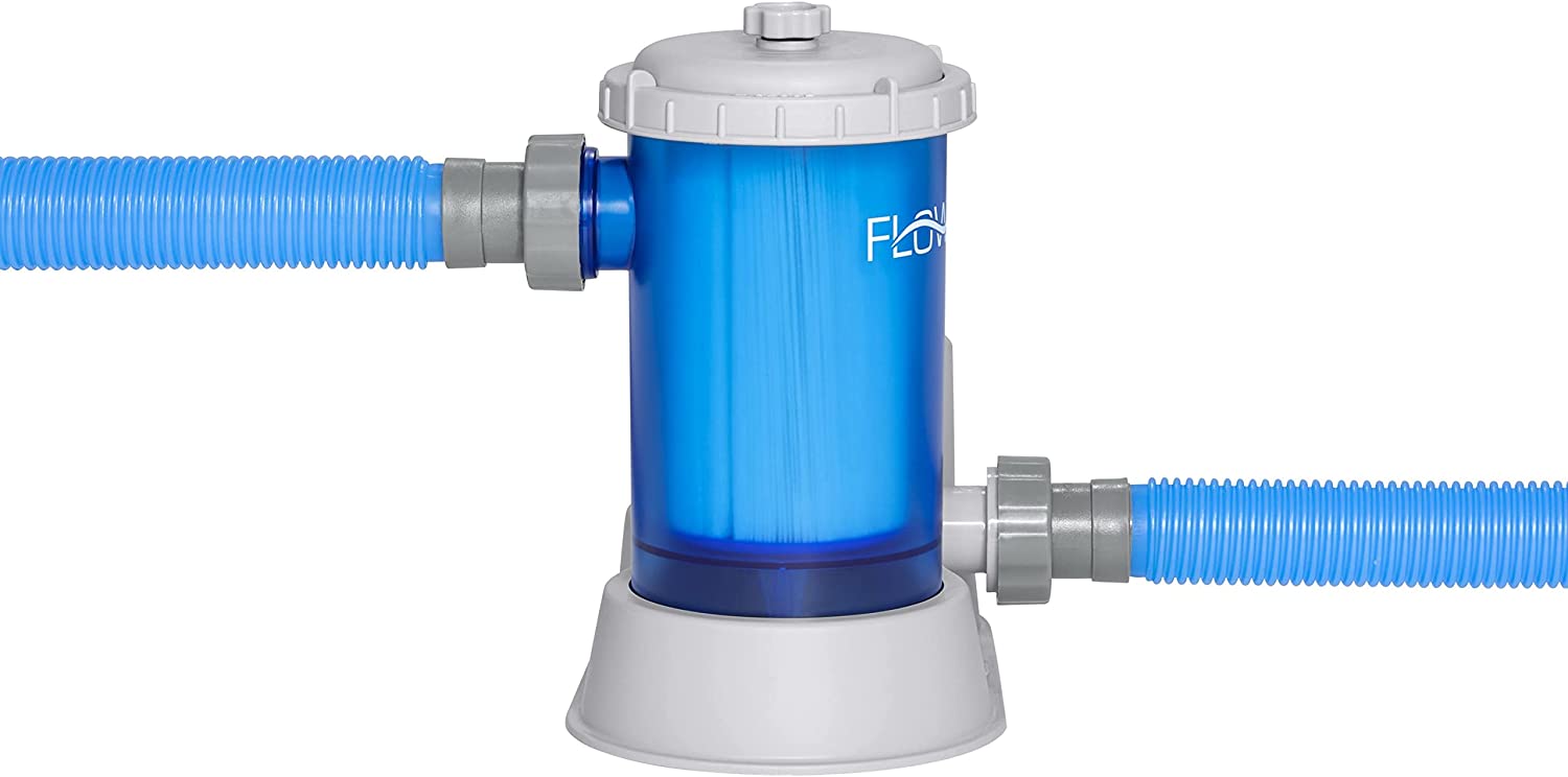 Bestway 58647E-BW Flowclear Transparent Filter Above Ground Pool Pump 1500 GPH Pump Flow Rate. 110-120 Volt for Type III-A/C cartridges