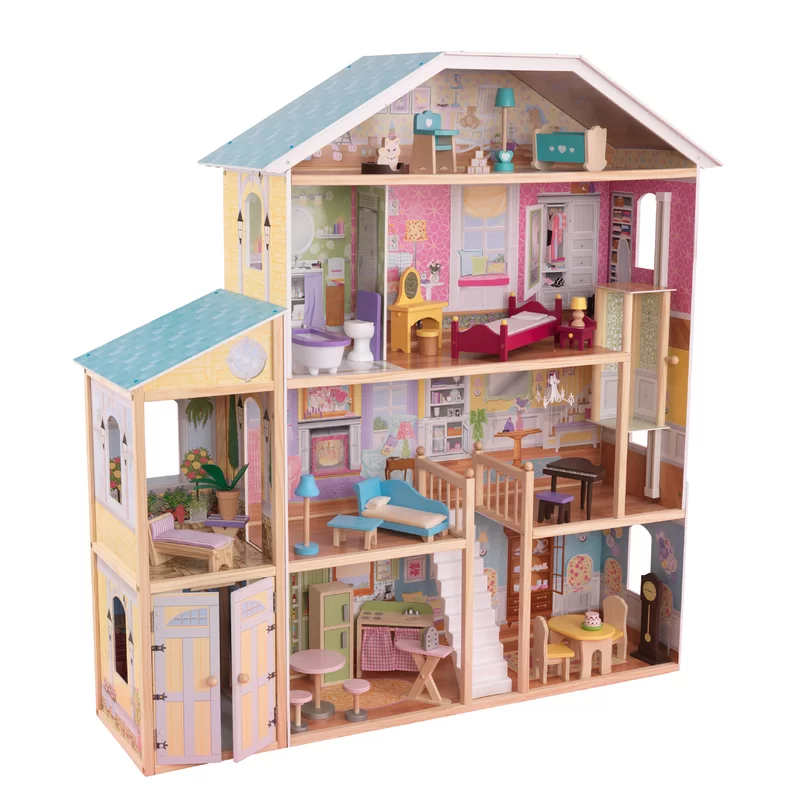 KidKraft Majestic Mansion Wooden Dollhouse with 34-Piece Accessories. Working Elevator and Garage. Gift for Ages 3+