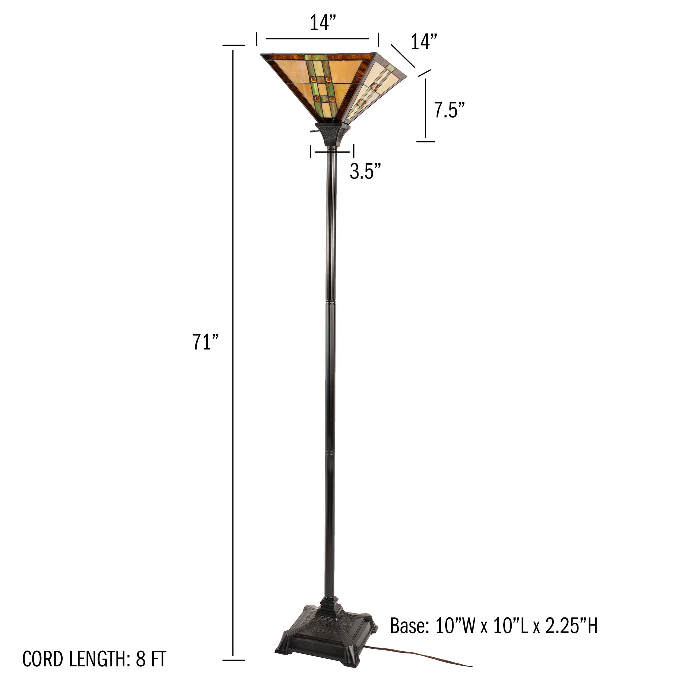 Lavish Home -  Vintage Tiffany Style Floor Lamp