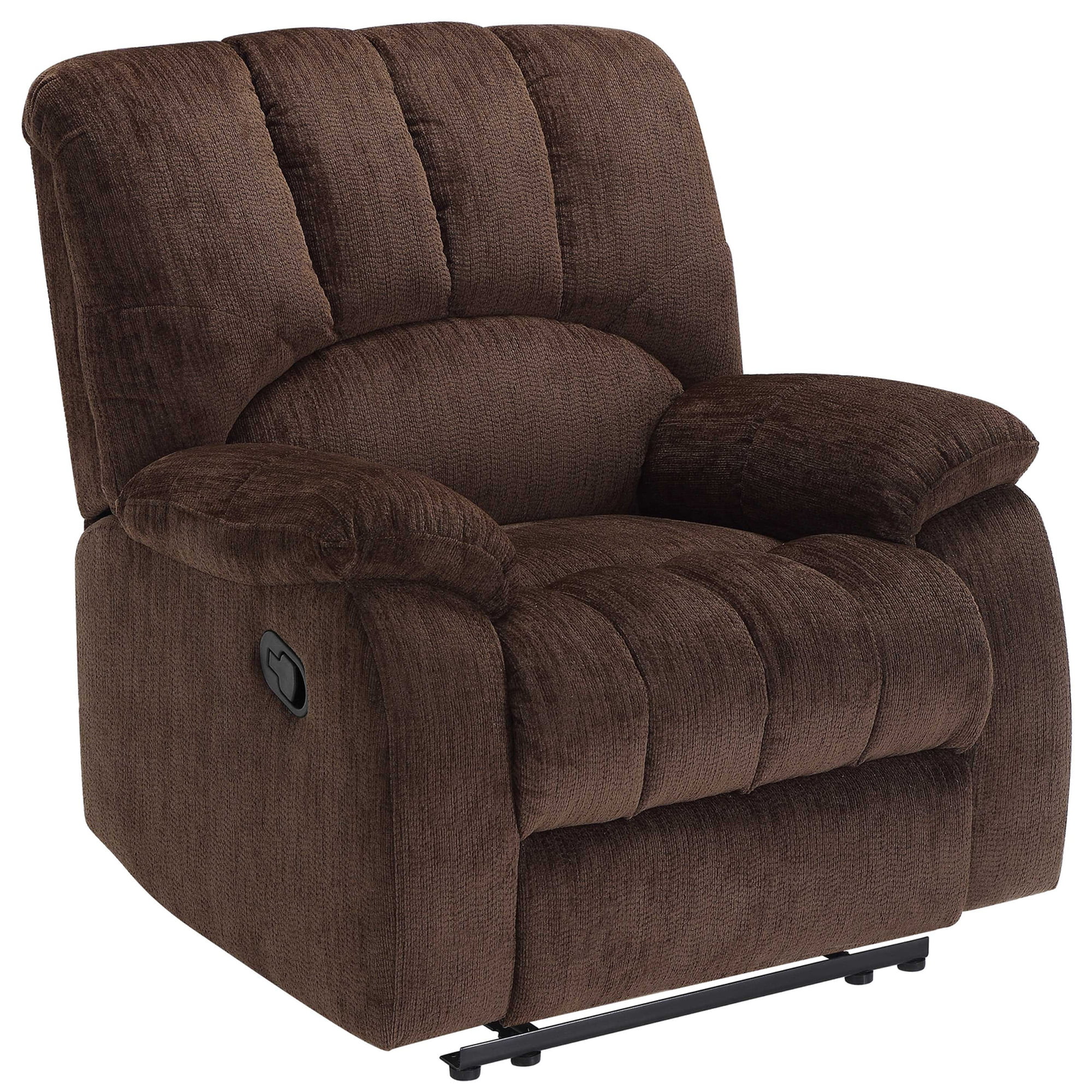 Mainstays Small Space Recliner with Pocketed Comfort Coils. Upholstered. Brown