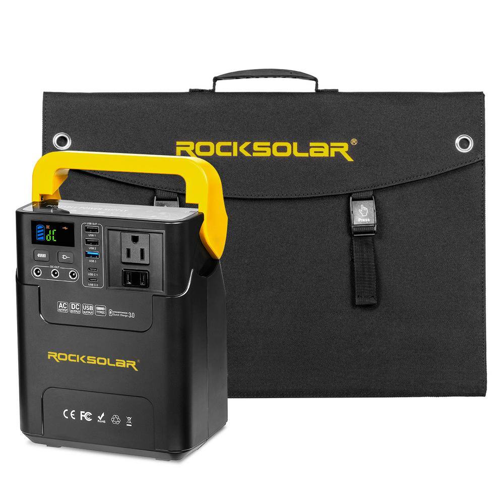 ROCKSOLAR RS328+RSSP60 Adventurer 100-Watt Power Station plus 60-Watt Foldable Solar Panel Solar Generator Kit