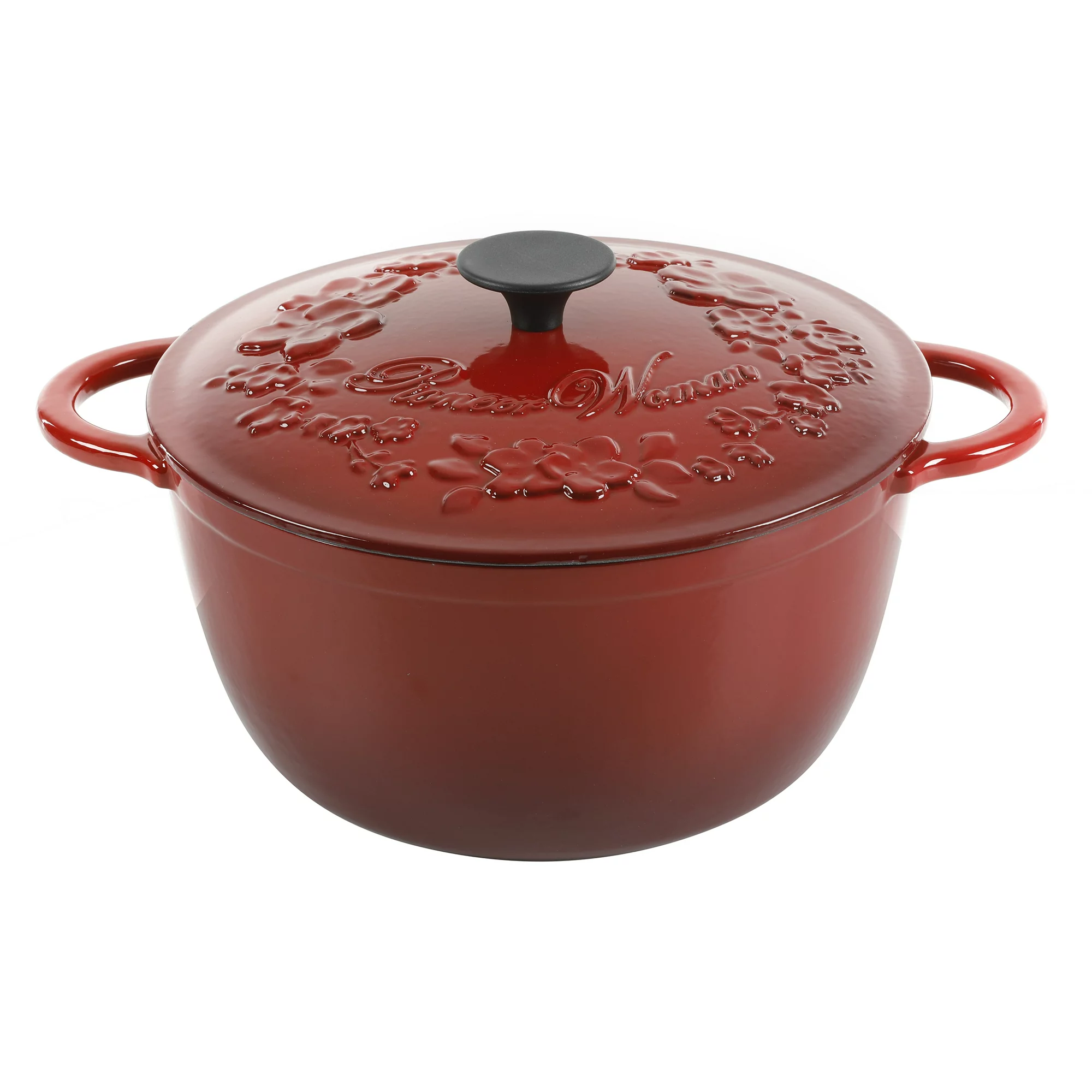 The Pioneer Woman Timeless Beauty Enamel-on-Cast Iron 6-Quart Dutch Oven. Red