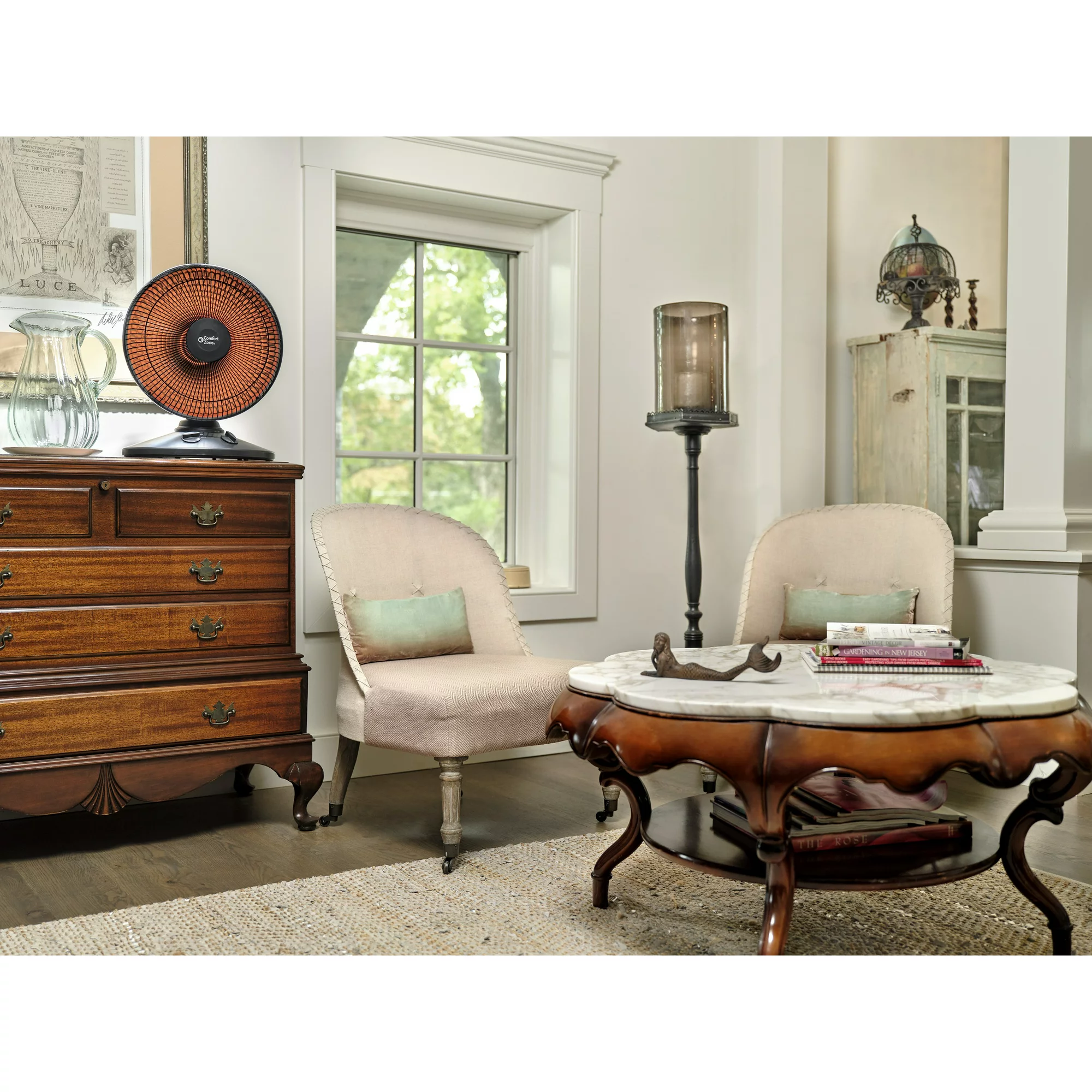 Comfort Zone CZ998 700/1000-Watt Oscillating Parabolic Dish Radiant Electric Portable Space Heater . Black