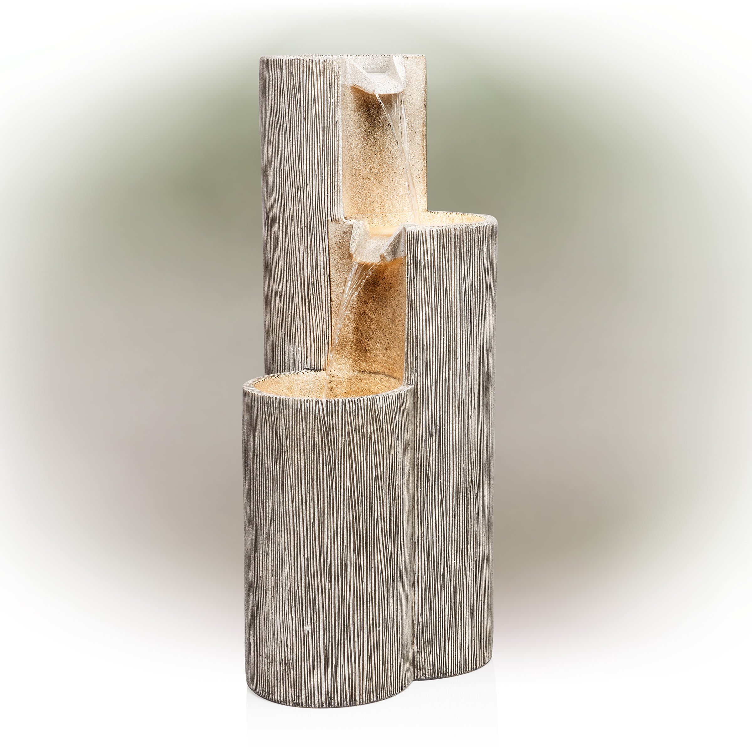 Alpine Corporation Tiering Column Fountain with LED Lights