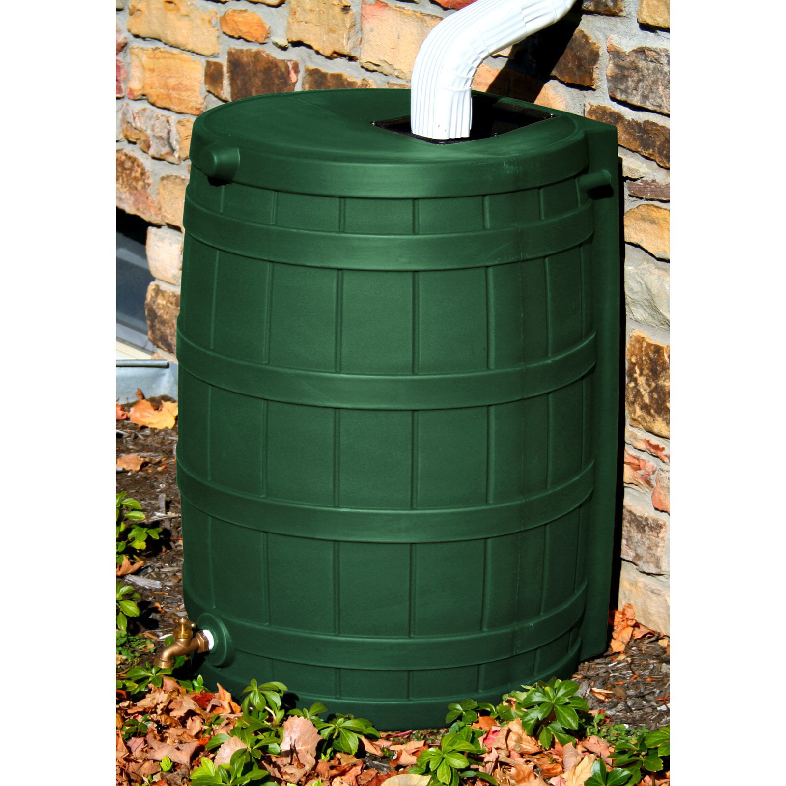 Good Ideas 50 Gallon Rain Wizard Flat Back Rain Barrel. Green