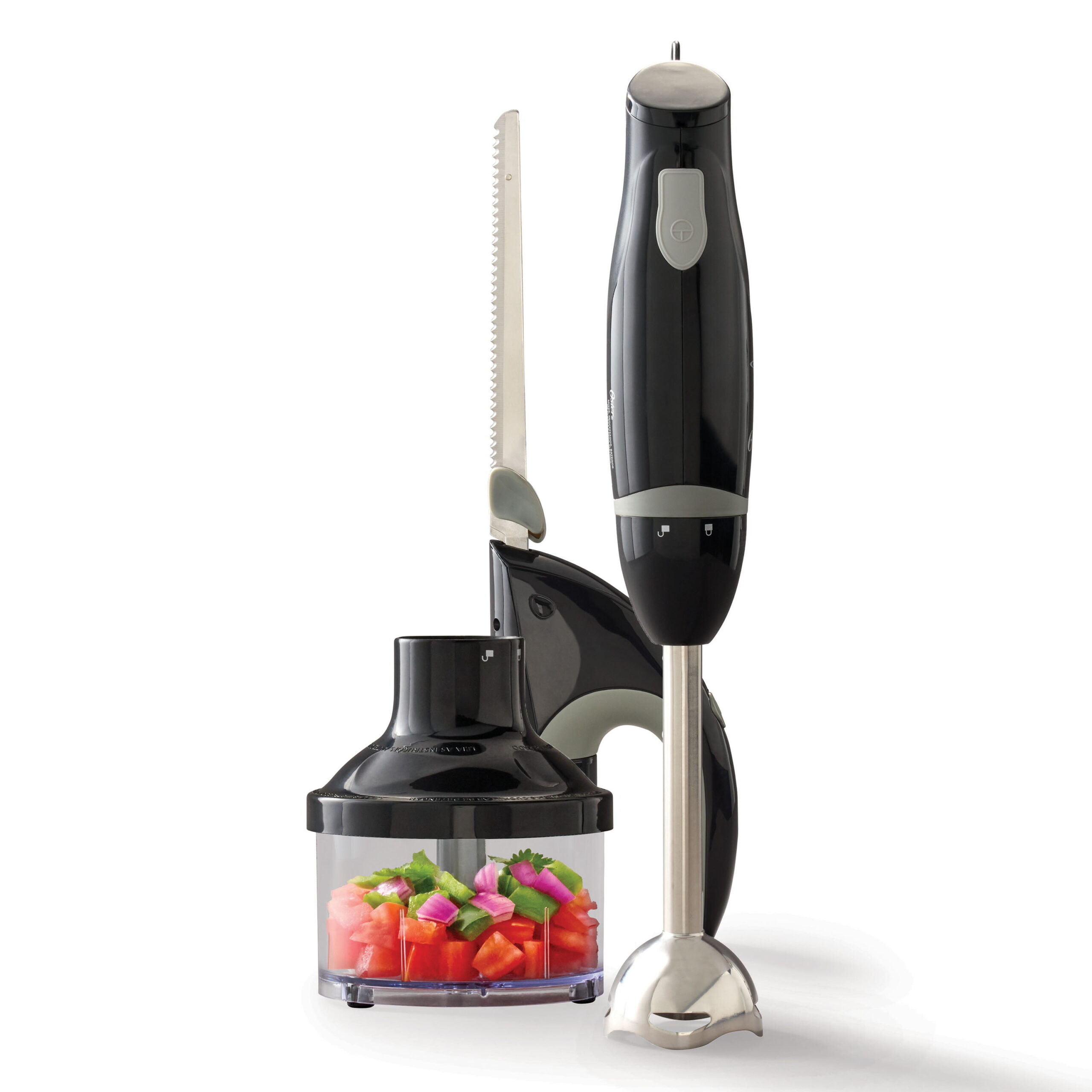 Oster Food Prep Kit with Immersion Blender. Electric Knife. and 2-Cup Capacity Mini Food Chopper. 350W