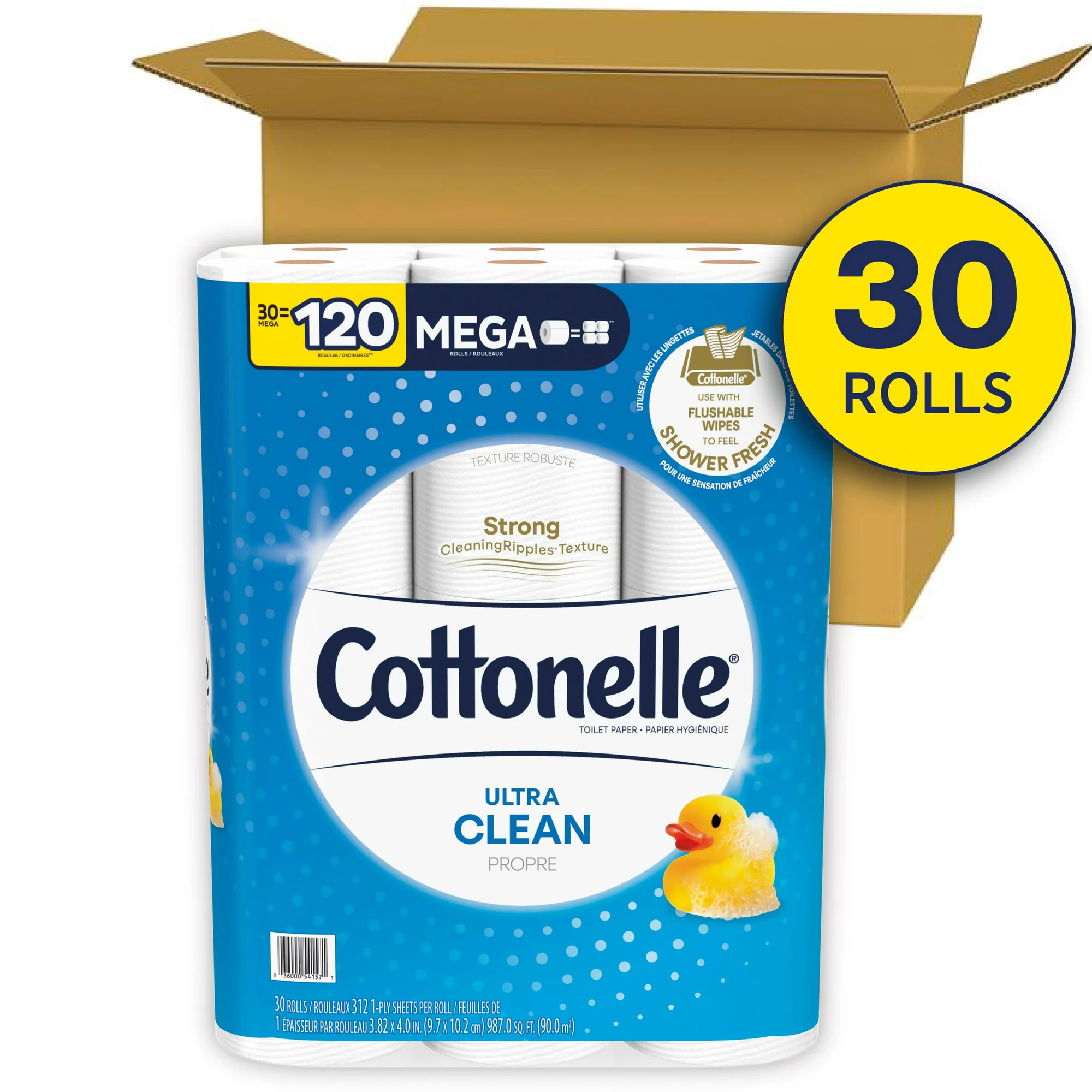 Cottonelle Ultra Clean Toilet Paper. 30 Mega Rolls
