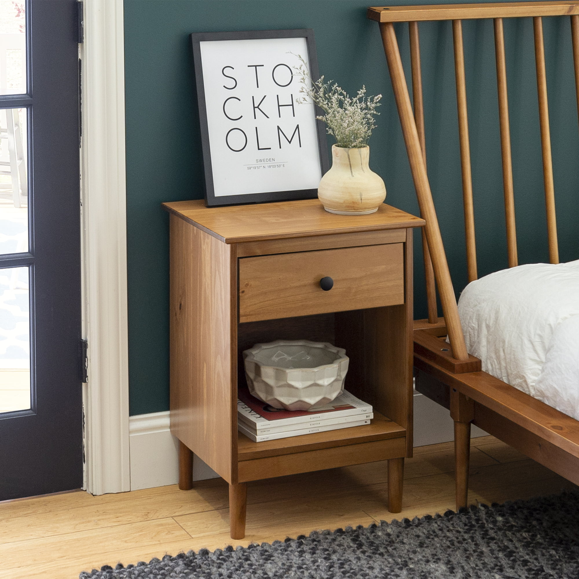 Bellamy Studios Wright Mid-Century Nightstand. Caramel. Set of 2