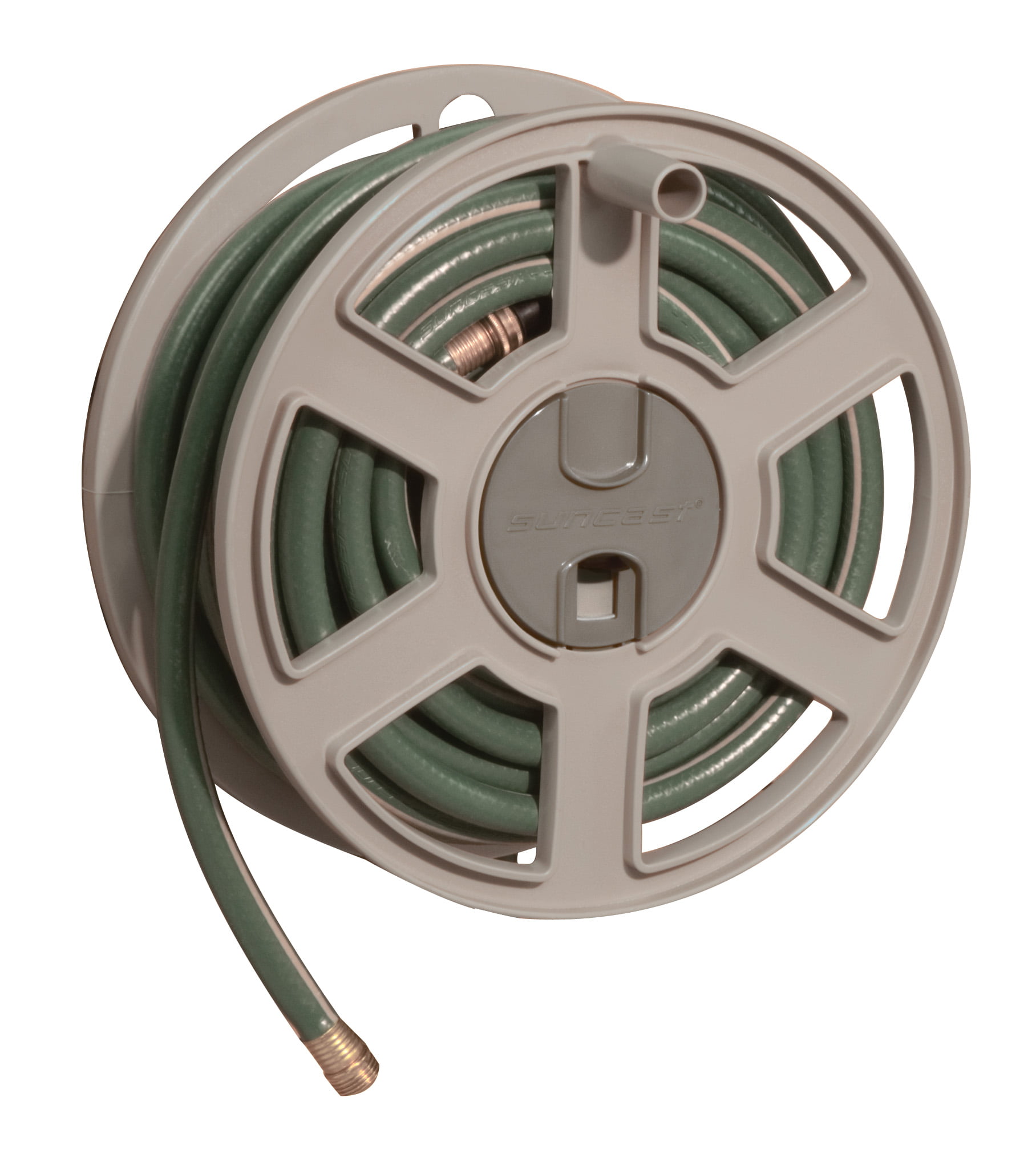 Suncast 100 ft. Sidewinder® Mounted Resin Hose Reel. Taupe