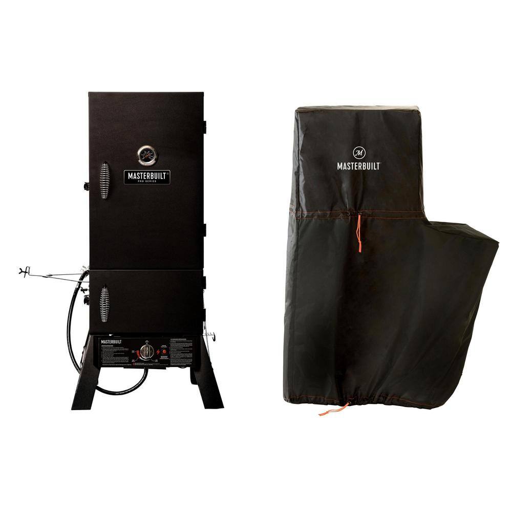 Masterbuilt MB20315722 Pro Series Dual Fuel Propane and Charcoal Smoker in Black Plus Cover Bundle