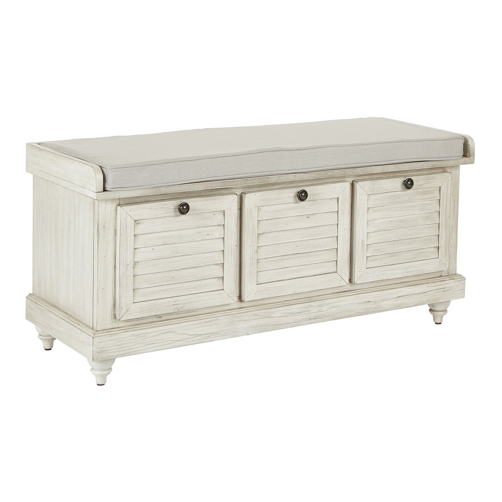 OSP Home Furnishings Dover Storage Bench in White Wash