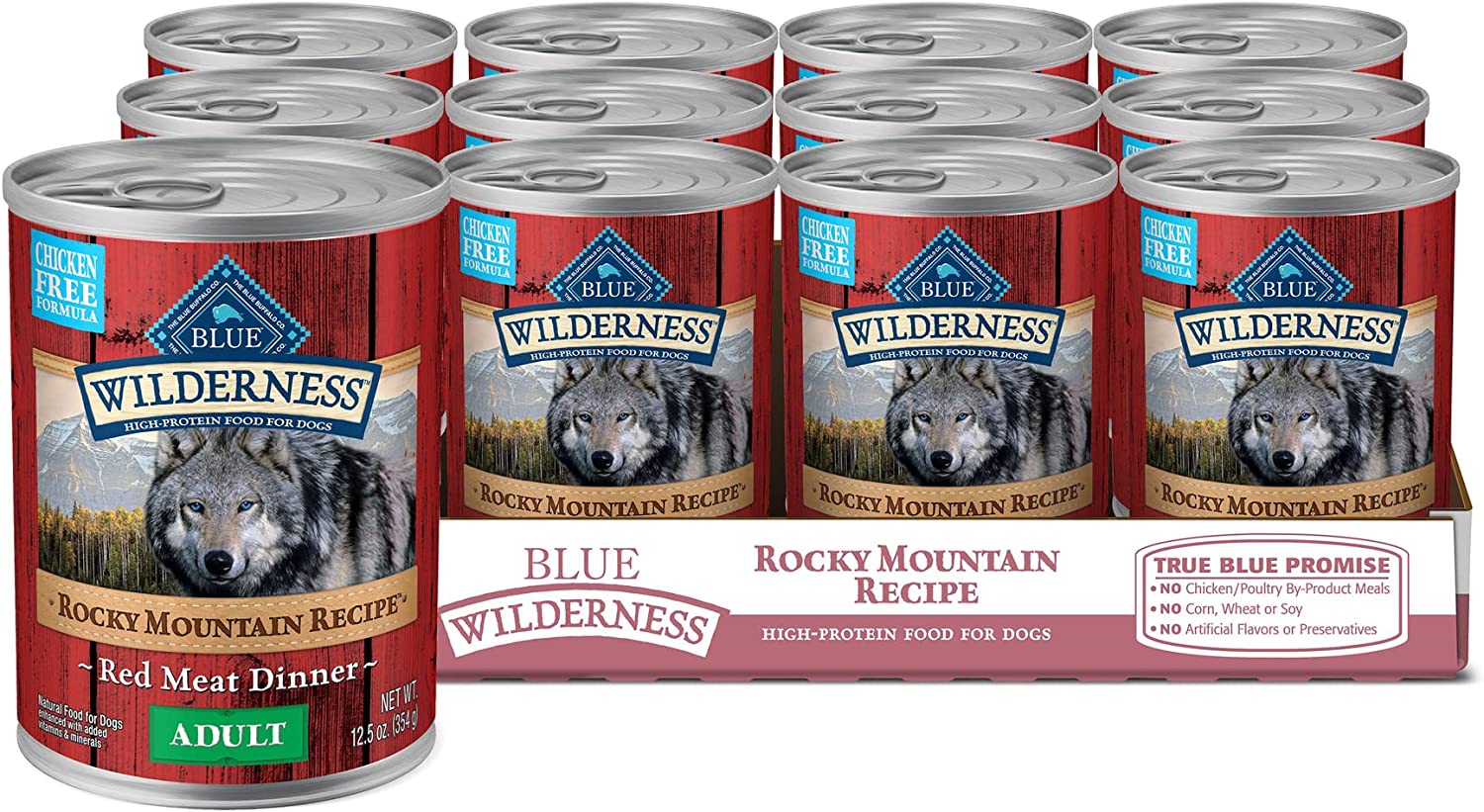 Blue Buffalo Blue Wilderness Rocky Mountain Recipe Adult Red Meat Dinner Wet Dog Food. 12.5 oz.. Case of 12
