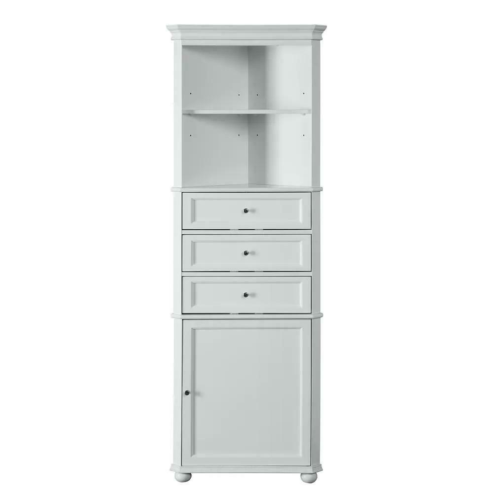 Home Decorators Collection Hampton Harbor 23 in. W x 13 in. D x 67-1/2 in. H Corner Linen Cabinet in White