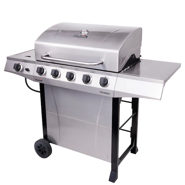 Char-Broil Performance Series Silver 5-Burner Liquid Propane Gas Grill with 1 Side Burner