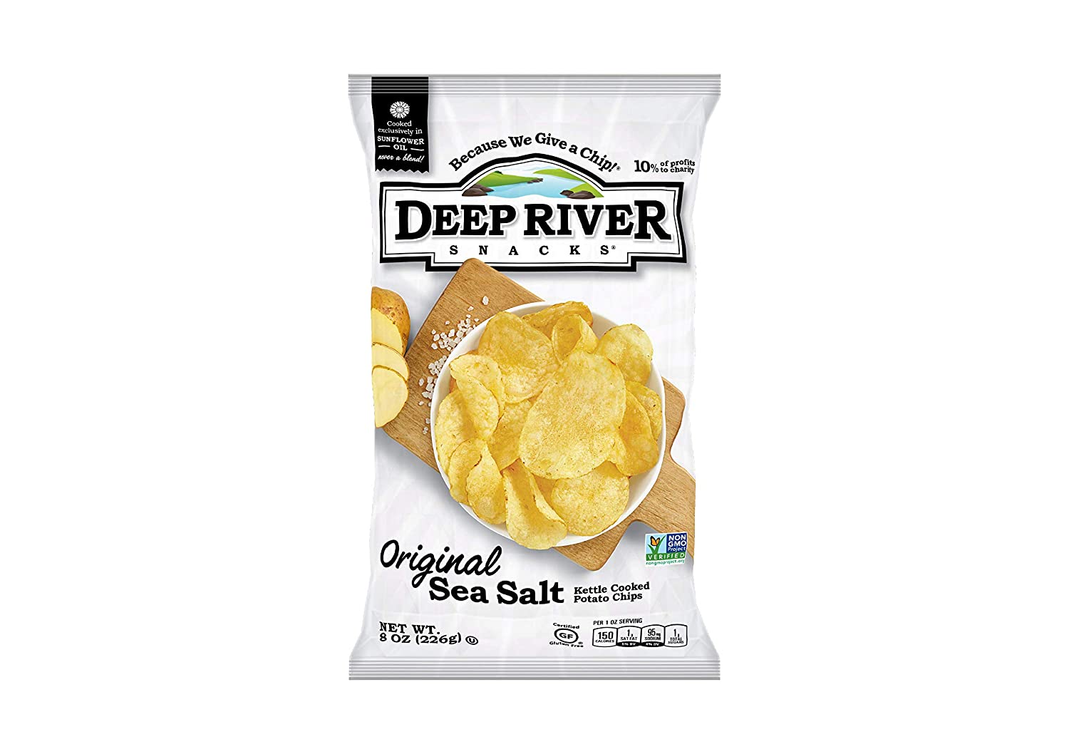 Deep River Snacks Original Sea Salt Kettle Cooked Potato Chips. Non GMO. 8 Ounce (Pack of 12)