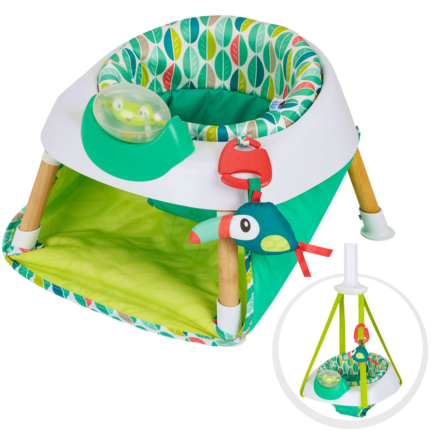 Evenflo ExerSaucer Tiny Tropics 2-in-1 Baby Seat and Door Jumper