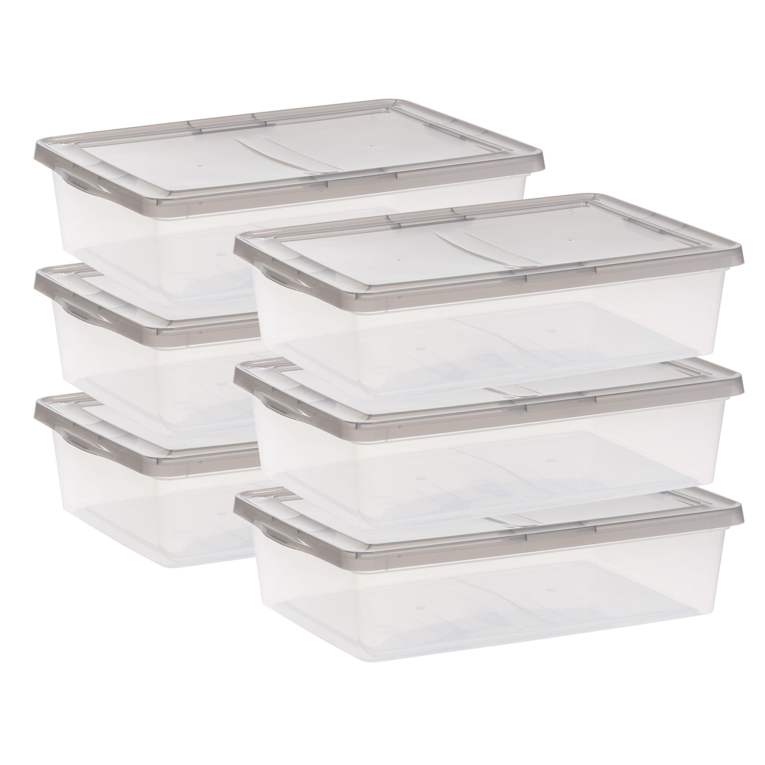 IRIS 6-Pack Snap top plastic storage box Small 7-Gallons (28-Quart) Clear and Gray Lid Tote with Standard Snap Lid