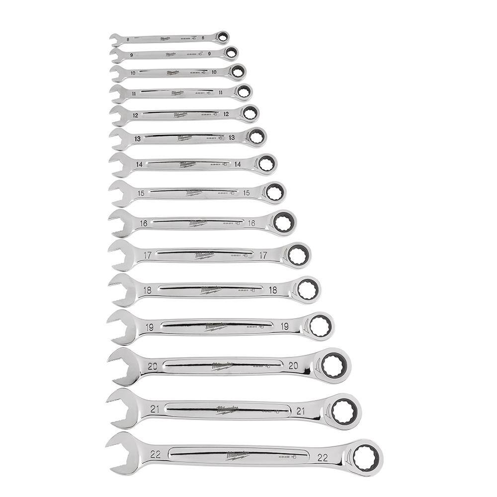 Milwaukee 48-22-9516-48-22-9416 Ratcheting Combination SAE and Metric Wrench Mechanics Tool Set (30-Piece)