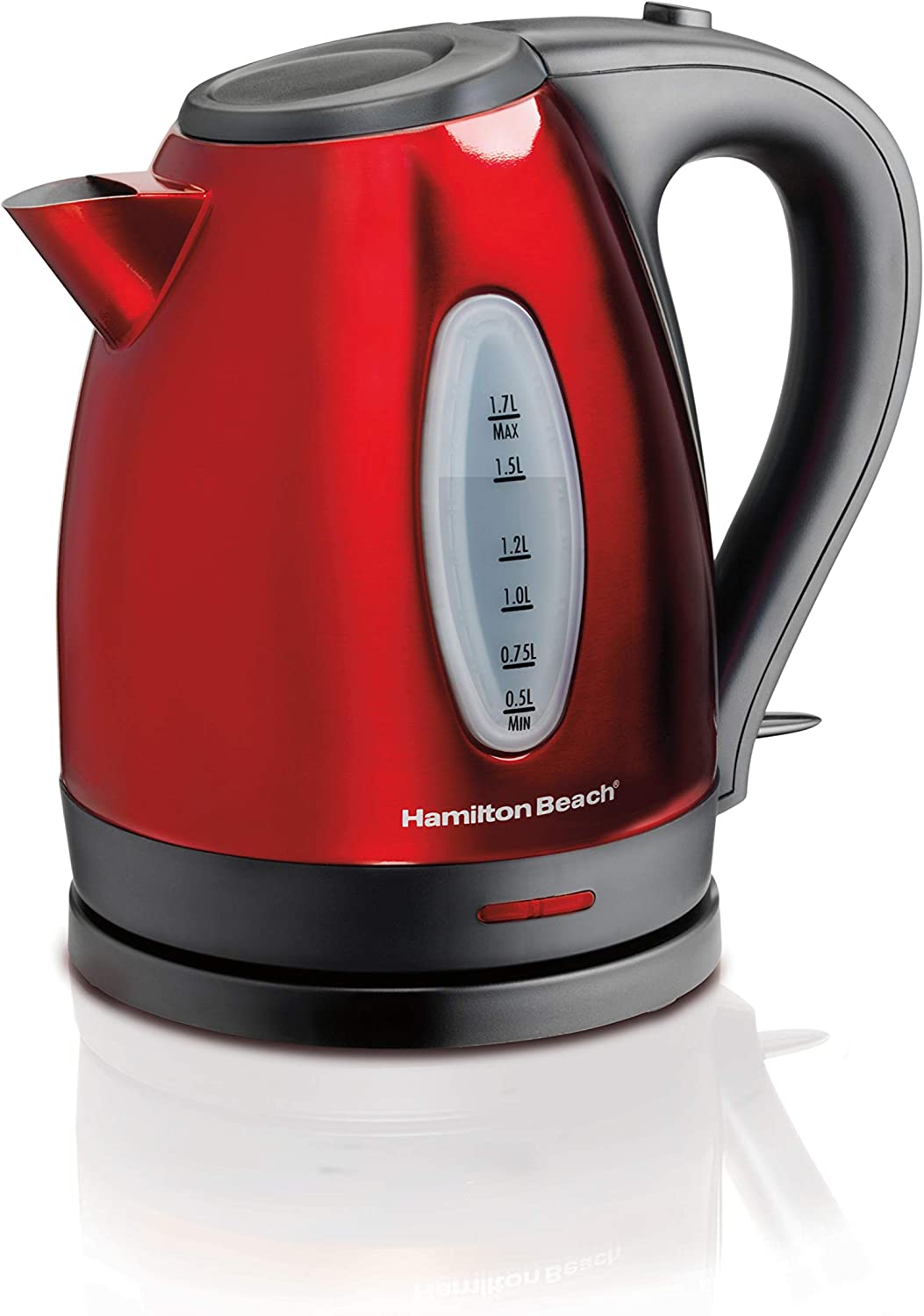 Hamilton Beach Electric Tea Kettle. Water Boiler & Heater. 1.7 Liter. Cordless Serving. 1500 Watts for Fast Boiling. Auto-Shutoff and Boil-Dry Protection. Red (40885)