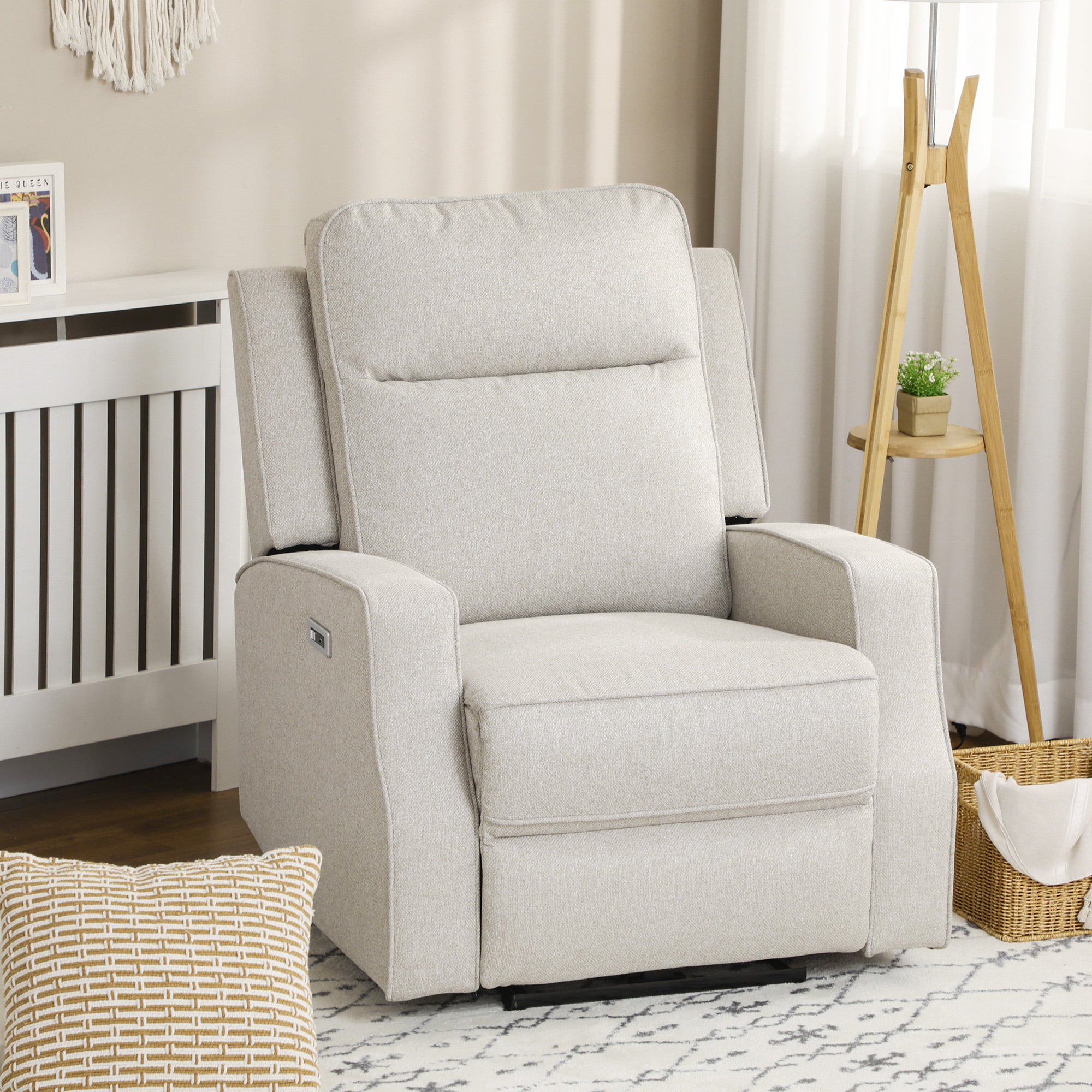 HOMCOM Electric Power Recliner Chair/Armchair Sofa with Linen Upholstered Seat