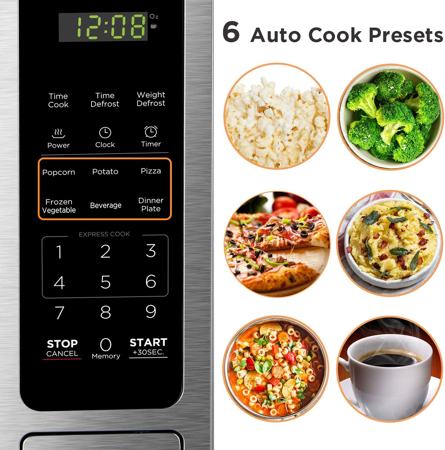 BLACK+DECKER EM036AB14 Digital Microwave Oven with Turntable Push-Button Door. Child Safety Lock. Stainless Steel. 1.4 Cu.ft