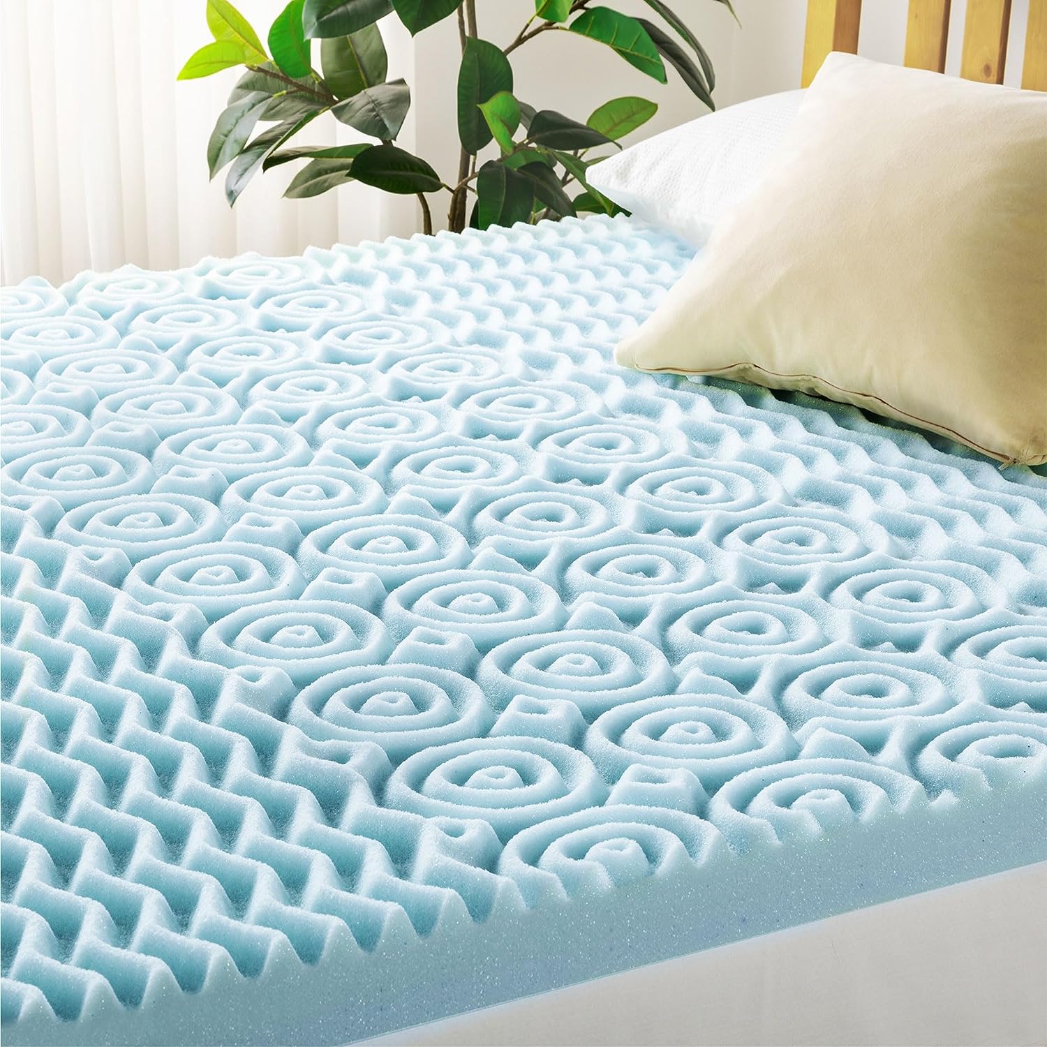 Mellow 4 Inch 5-Zone Memory Foam Mattress Topper. Cooling Gel Infusion. Full
