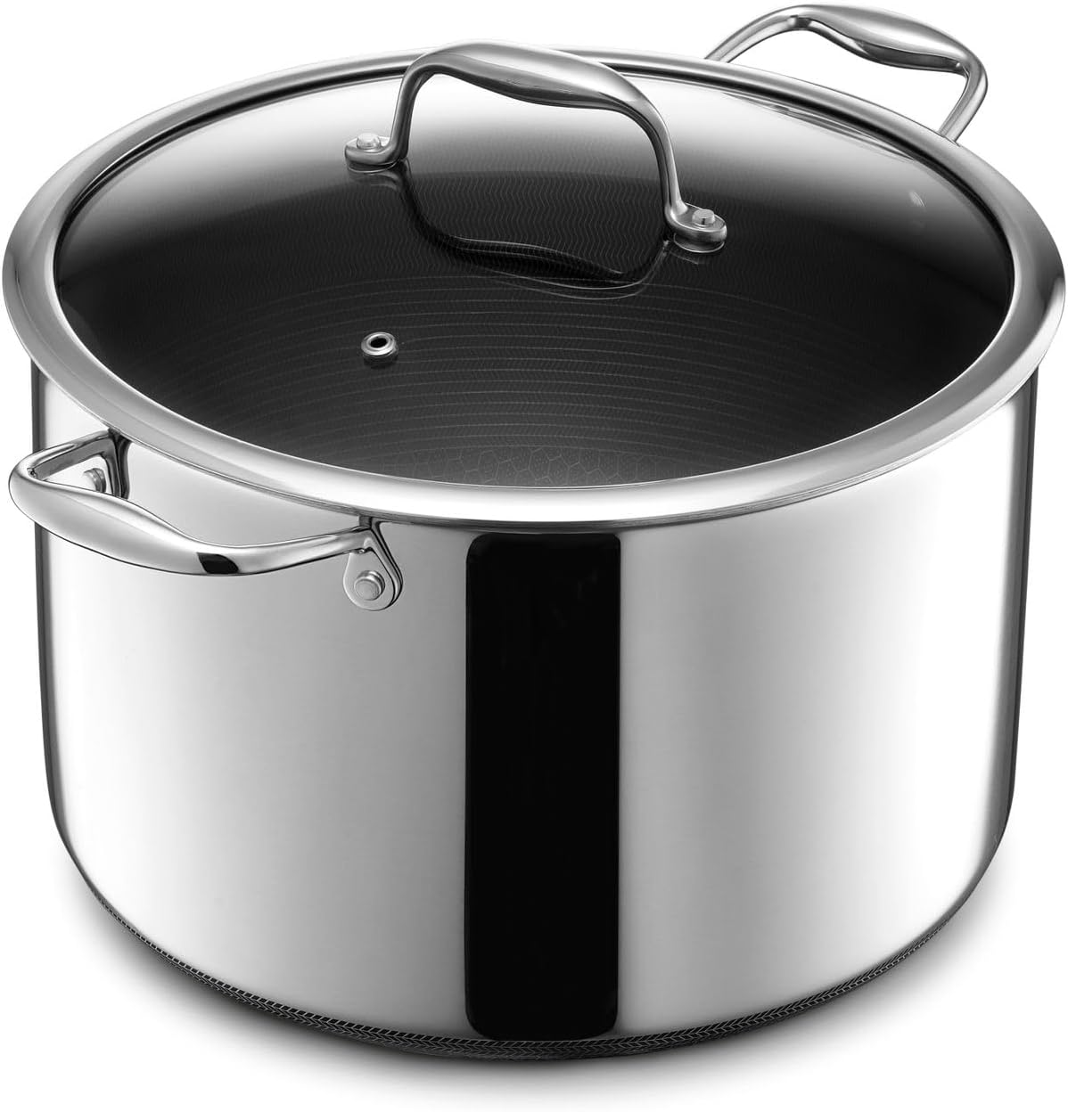 HexClad 10 Quart Hybrid Nonstick Saucepan and Lid. Dishwasher and Oven Friendly. Compatible with All Cooktops