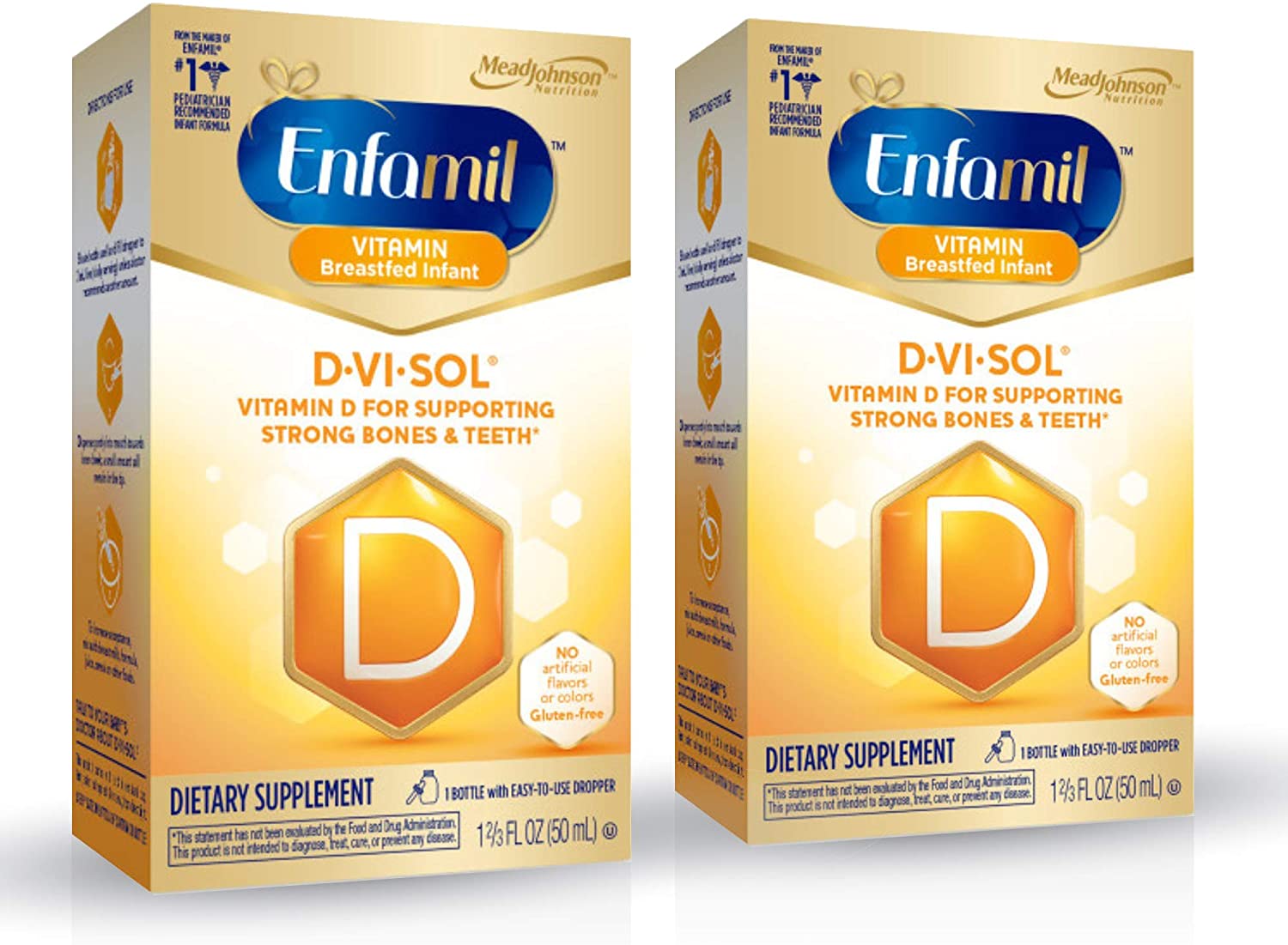 Enfamil D-Vi-Sol Vitamin D Drops for Infants. Supports Strong Bones. 50 mL (Pack of 2)