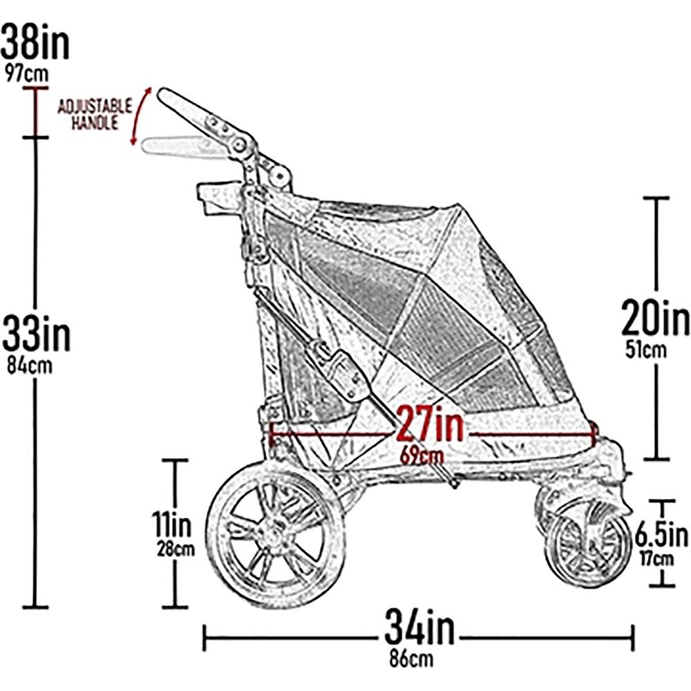 Pet Gear Excursion No-Zip Dog and Cat Stroller - Dark Platinum