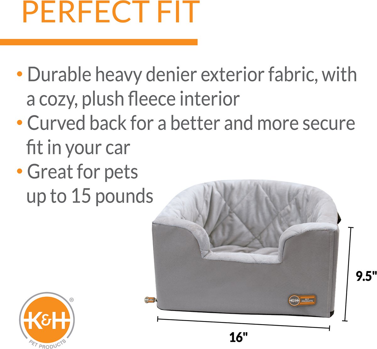 K&H Pet Products Hangin- Bucket Booster Small Breed Dog Seat. Gray