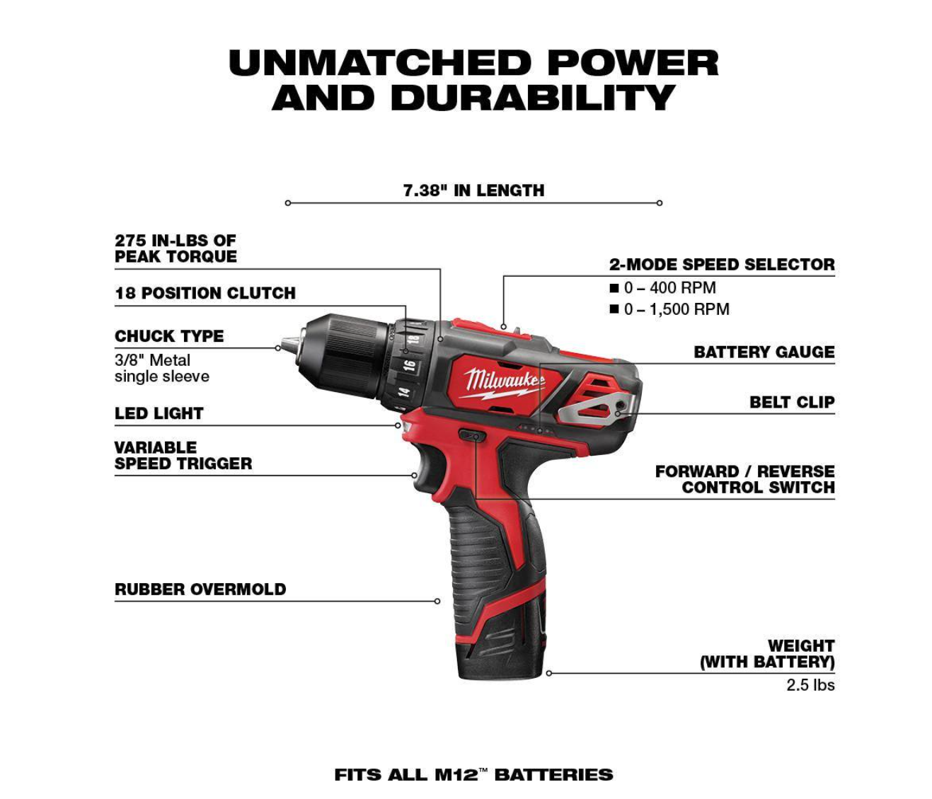 Milwaukee 2407-22-2447-20-48-11-2460 M12 12V Lithium-Ion Cordless 3/8 in. Drill/Driver Kit with M12 3/8 in. Crown Stapler and 6.0 Ah XC Battery Pack