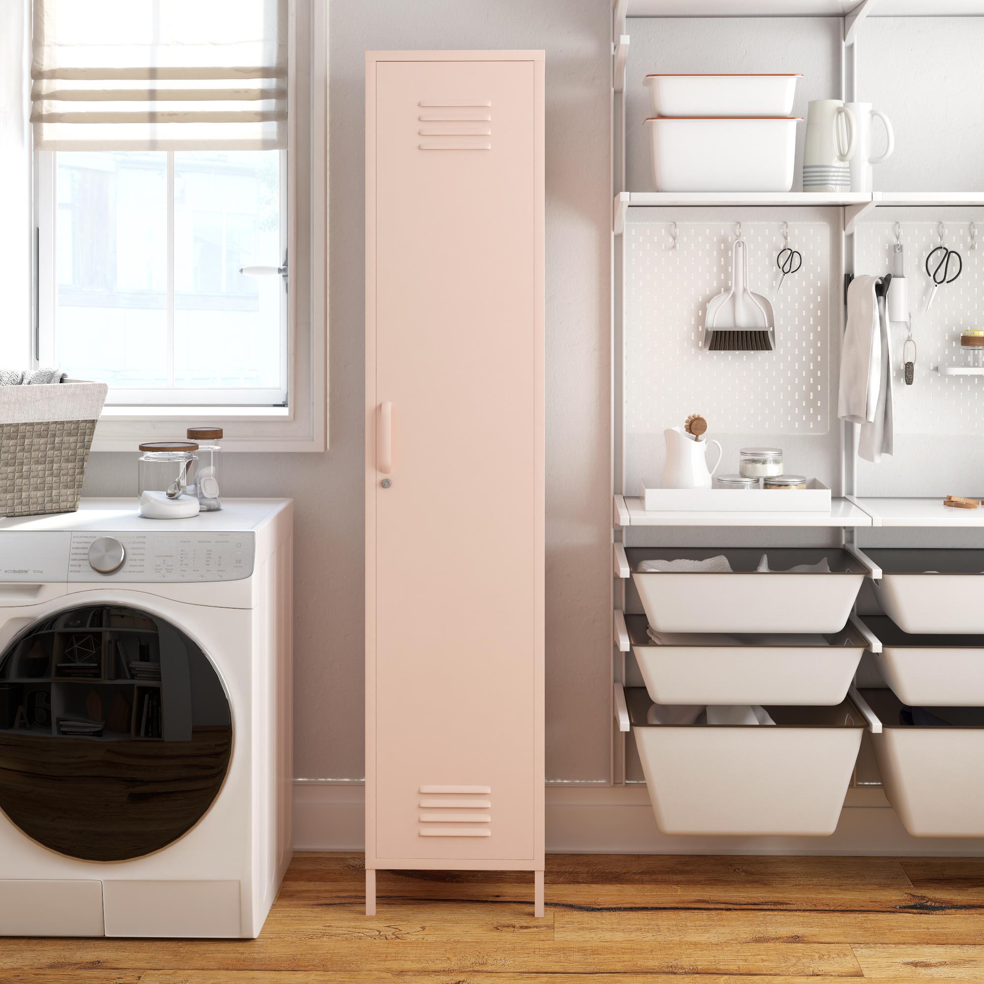Shadwick 1 Door Tall Single Metal Locker Style Storage Cabinet. Pink