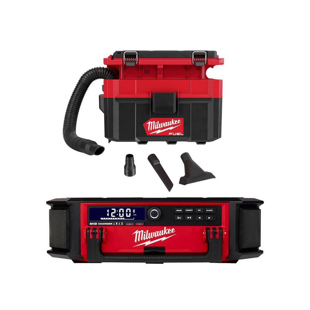 Milwaukee 0970-20-2950-20 M18 FUEL PACKOUT 18-Volt 2.5 Gal. Lithium-Ion Cordless Wet/Dry Vacuum with PACKOUT Radio/Speaker